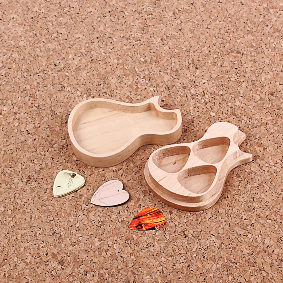 Abaodam 1 set Porta Plettri Legno Acero con Scatola Forma Chitarra e Plettri Organizer per Chitarristi e Amanti Della Resistente e Pratico