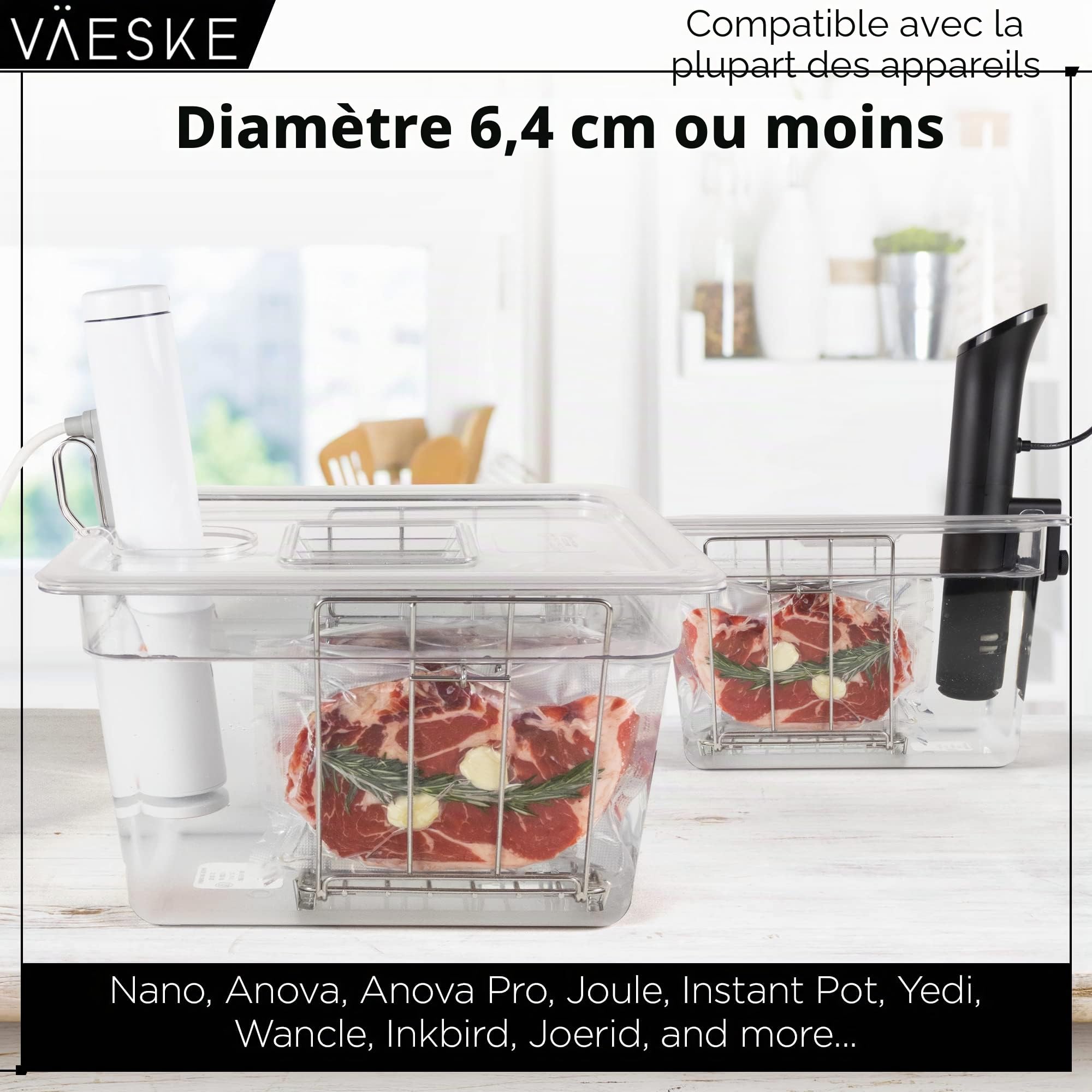 VÄESKE Conteneur isotherme sous vide avec couvercle et grille | Conserve la chaleur et protège les comptoirs | Fonctionne avec la plupart des cuisinières sous vide (12 L))