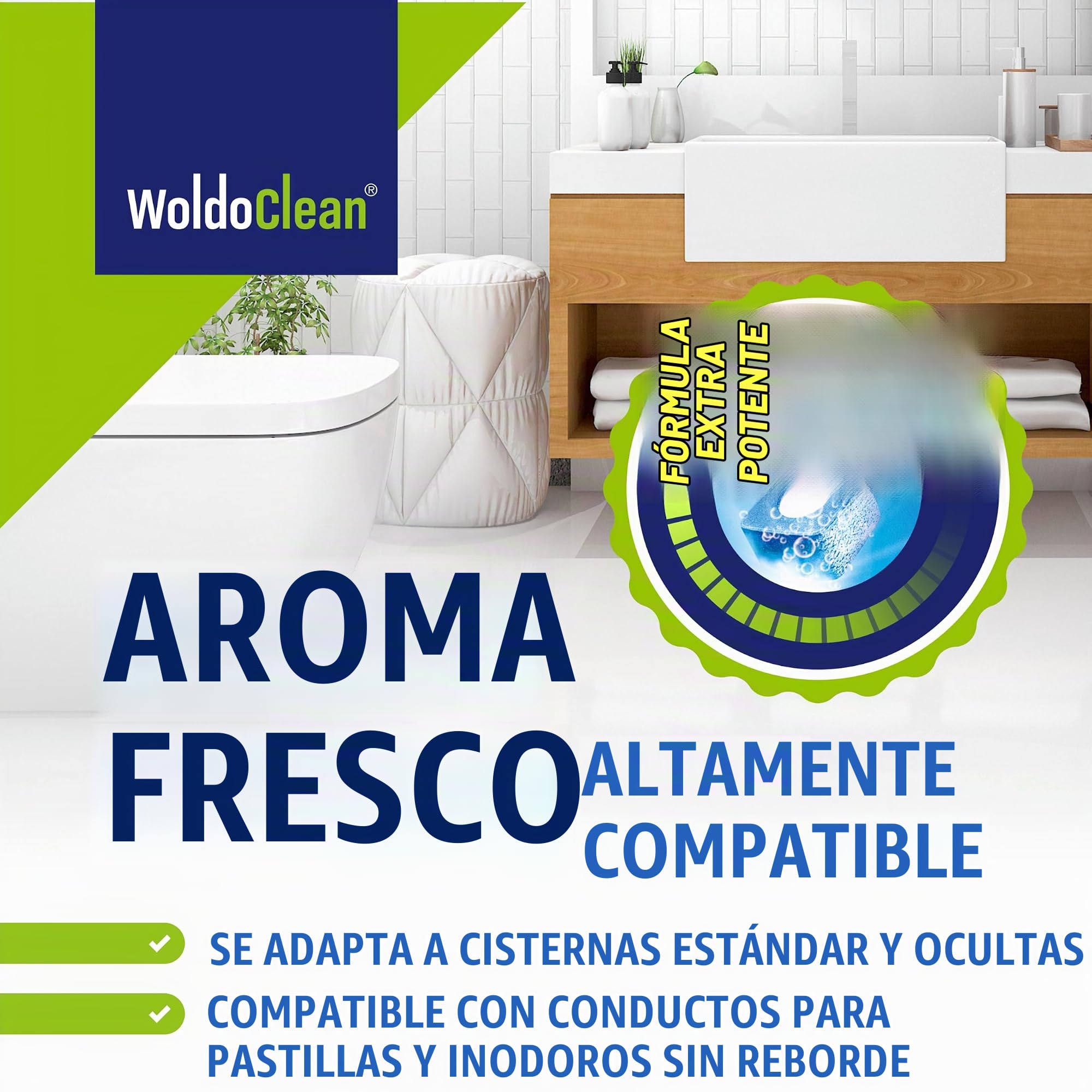 WoldoClean 2in1 Pastillas Cisterna WC Limpiador – Antical Agua Azul 40 | discos WC, limpiador inodoro, antical, inodoro sin reborde, empotrada