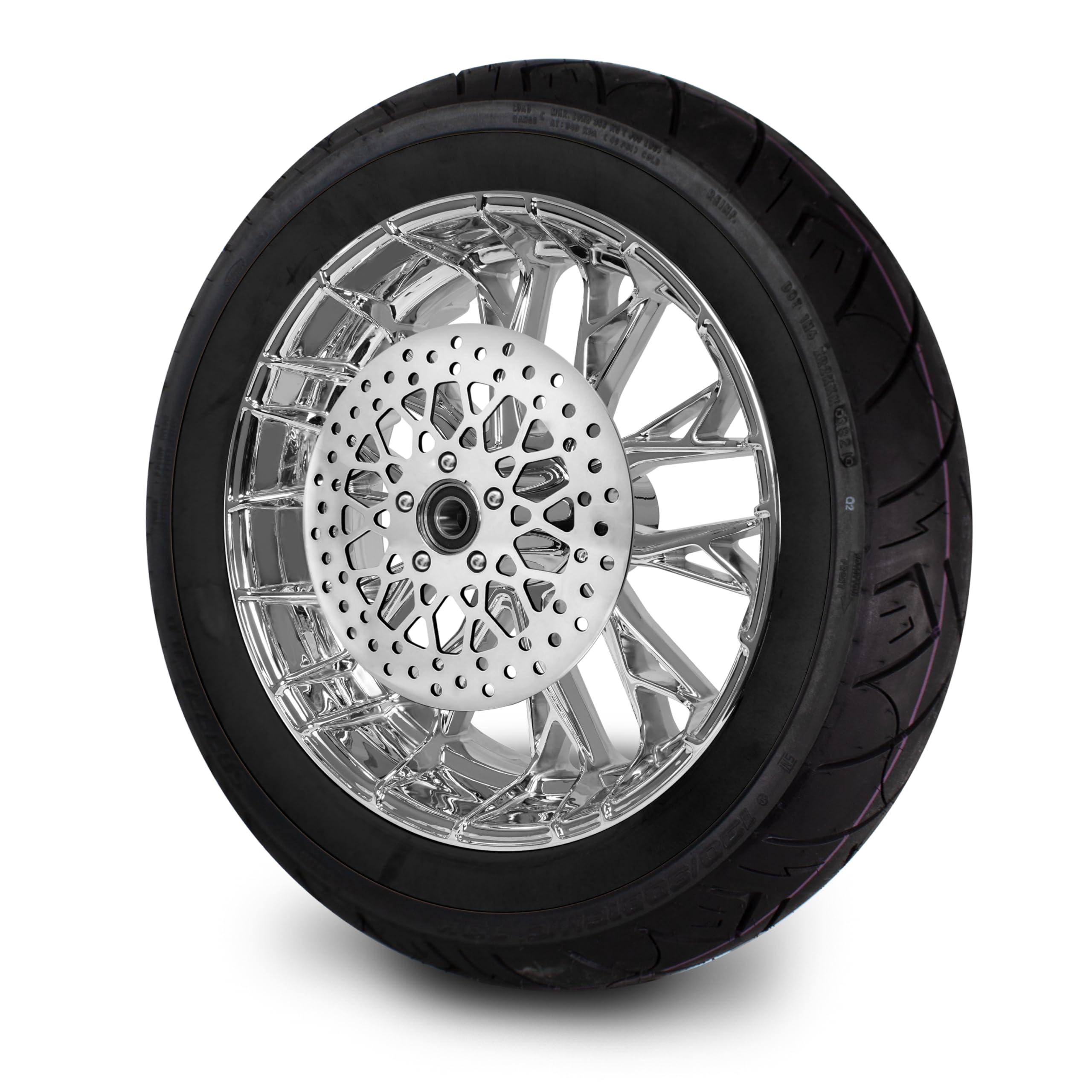 16X3.5 Raider Mag Wheel Chrome Harley Dyna 2008-2017 25mm Rear Wheel - WITH ABS (1-3 All Chrome - Black Wall Tire)