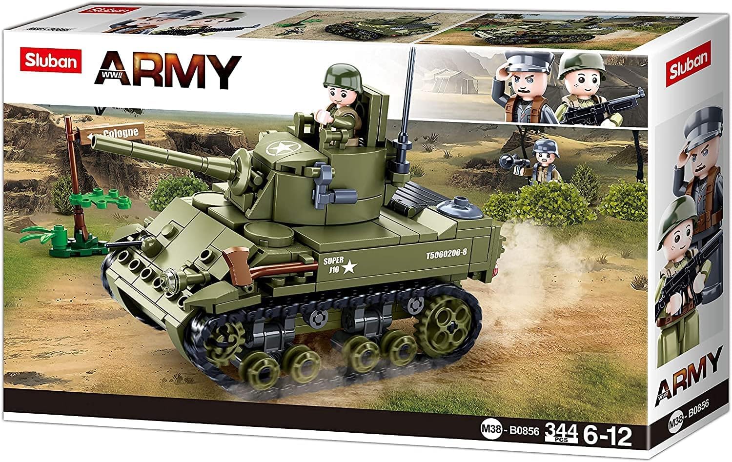 WWII - Leichter All. Panzer (344 Teile)[M38-B0856], Spielset, Klemmbausteine, Soldaten, mit Spielfigur, Army WWII, bunt, Sluban Klemmbausteine SL95716