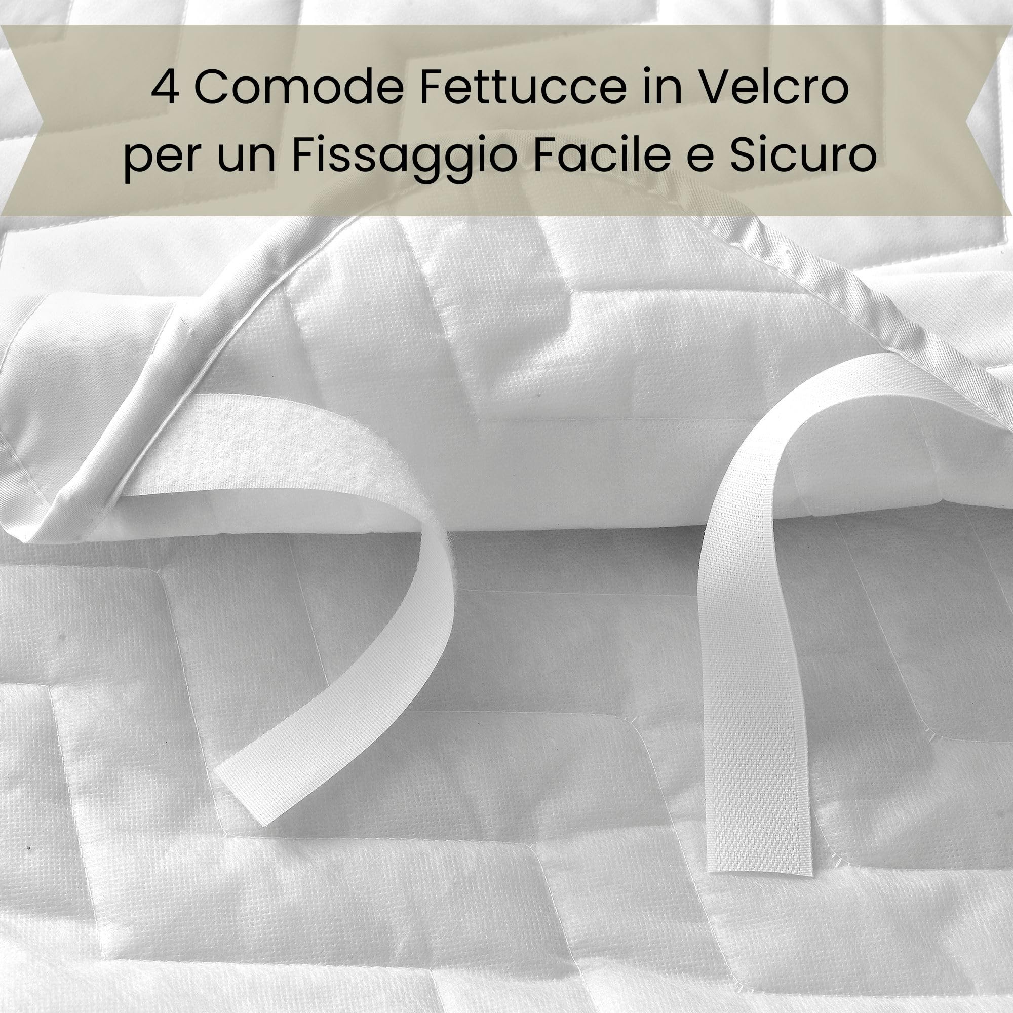 Coprirete Trapuntato Matrimoniale 165x200 cm - Copri Doghe Imbottito Antiacaro - Protezione Letto con Fasce Angolari - Trapuntatura Zig Zag in Microfibra