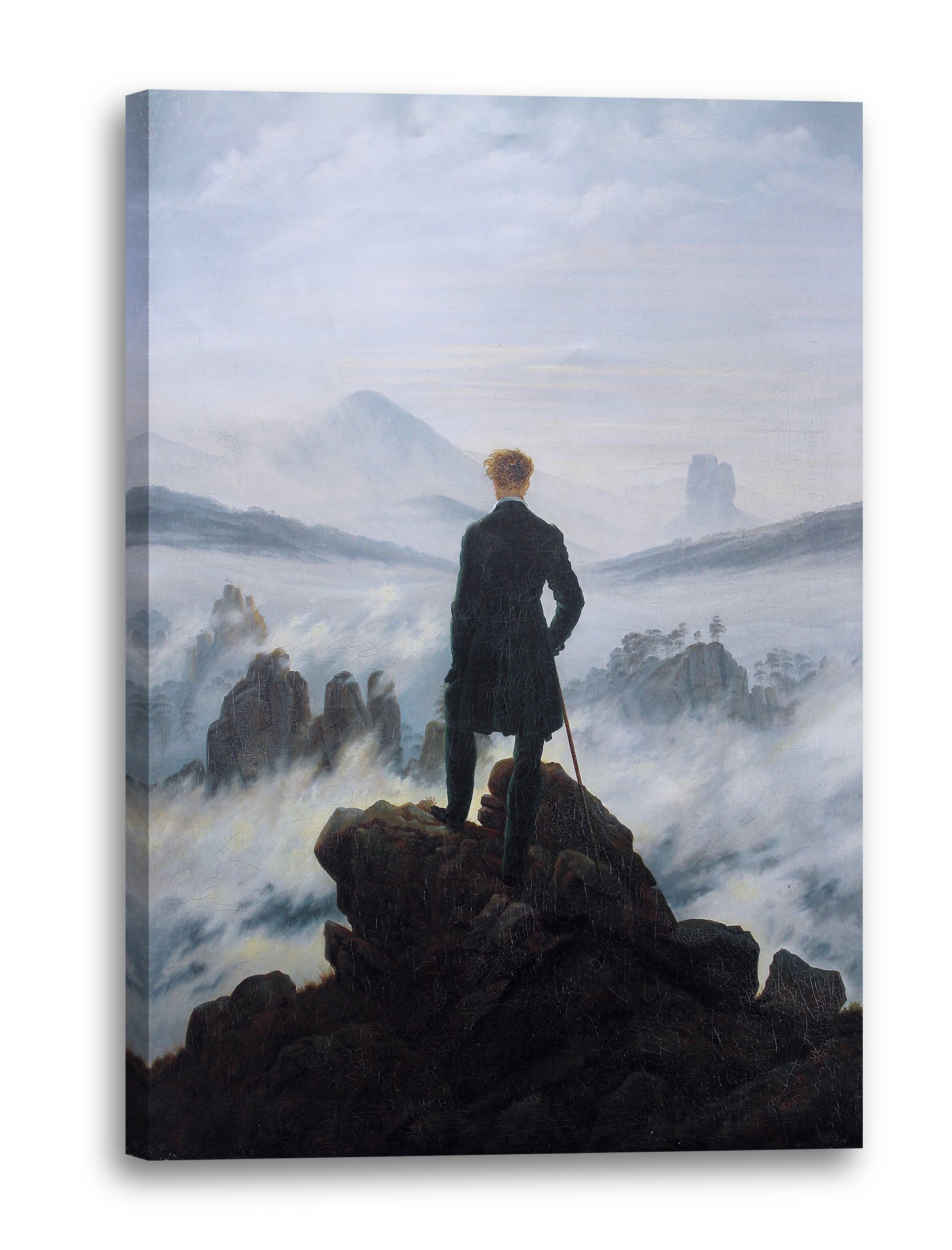 Printed Paintings Impression sur Toile (70x100cm): Caspar David Friedrich - Randonneurs au-Dessus