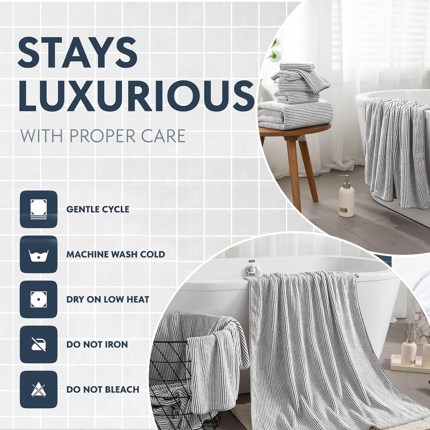 8-Piece Premium Towel Set for Bathroom|2 Oversized Large Bath Sheet,2 Hand Towels,4 Washcloths|Soft Cozy Highly Absorbent Fast Dry Microfiber Shower Towel Set for Hotel Bathroom Essentials,Brown White - Image 4