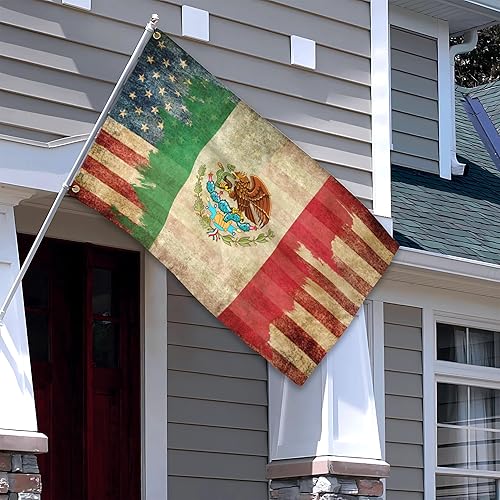 Miniatura 3 de Bandera de la amistad de México y Estados Unidos de 3 x 5 pies, impresión de espejo de doble cara para decoración patriótica de interiores y