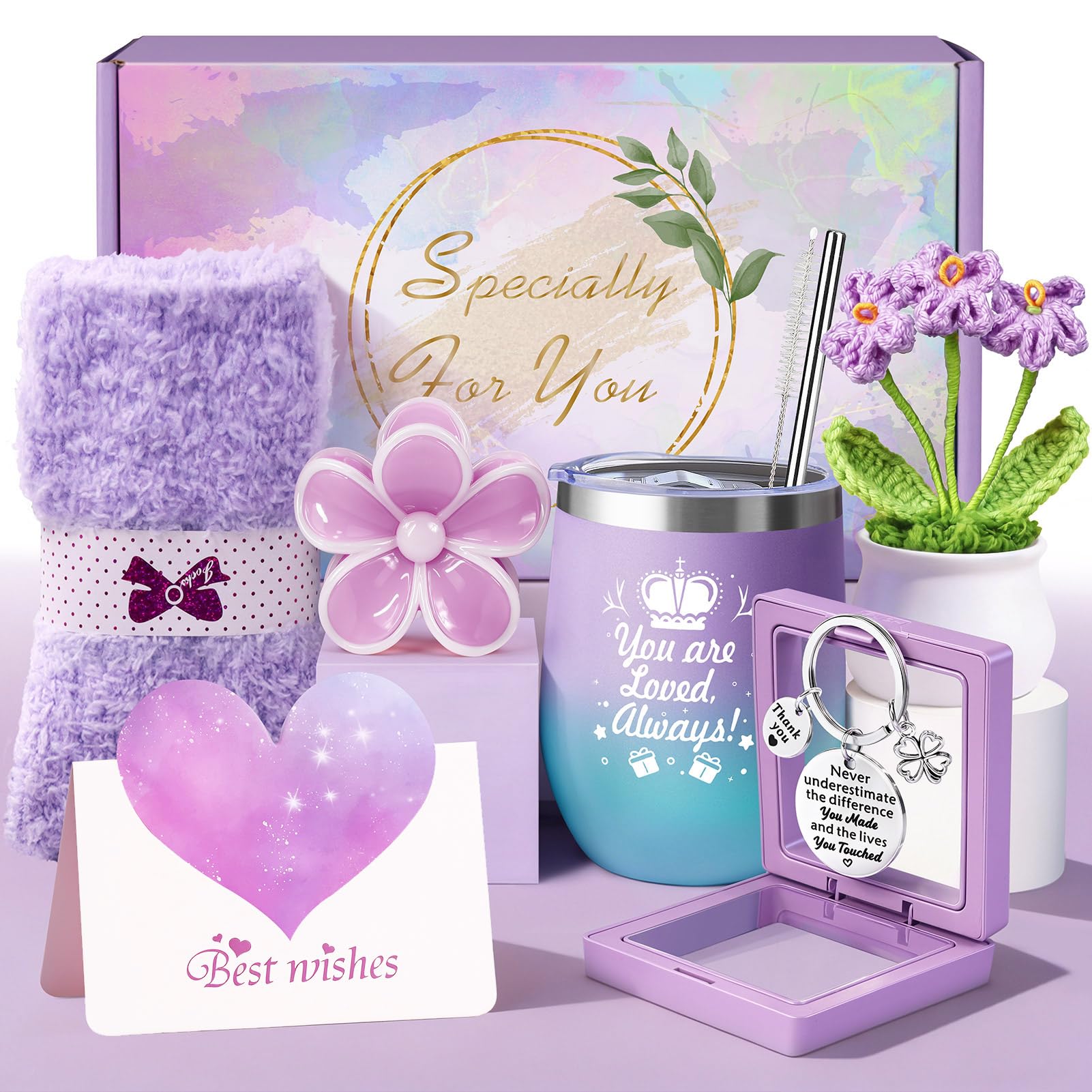 LIVEHITOP Cadeau Femme, Cadeau Anniversaire Femme 7PCS Personnalisé Coffrets Cadeau Inclus Mug Isotherme Soeur Maman Collegue Amie Cadeau Noël, Fete des Meres, Saint-Valentin