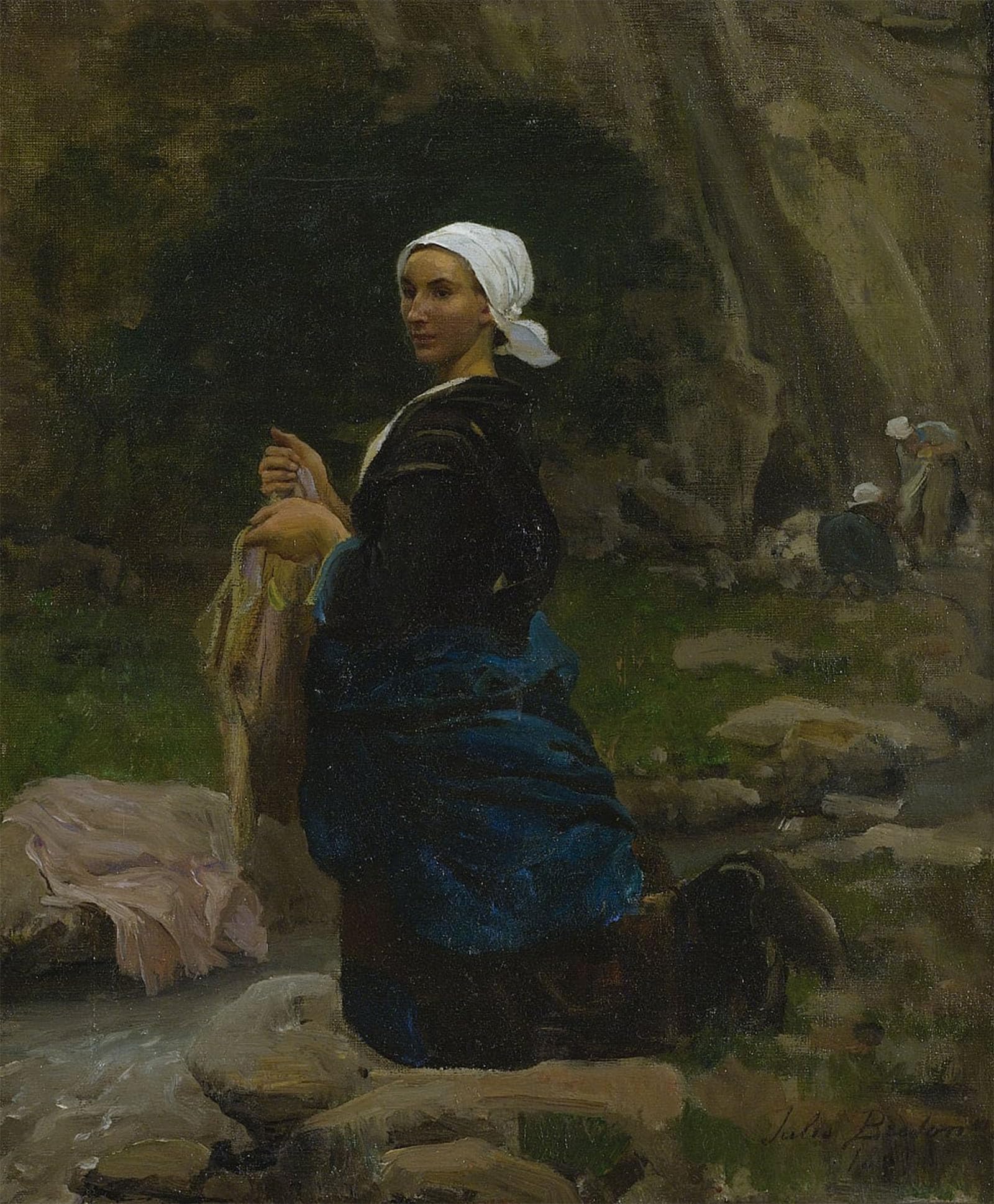 POSTERIIk Vintage Art Print Images Pictures Print Washerwoman in Brittany by Jules Breton Modern Colour Posters for Office Home Decor 60x90cm