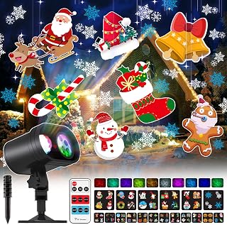 Christmas Lights Outdoor Halloween Projector Holiday Ocean Wave 2in1 LED 18 Slides Projection Light Outdoor Christmas Projector RemoteControl Waterproof Indoor for Theme Parties Holidays Xmas