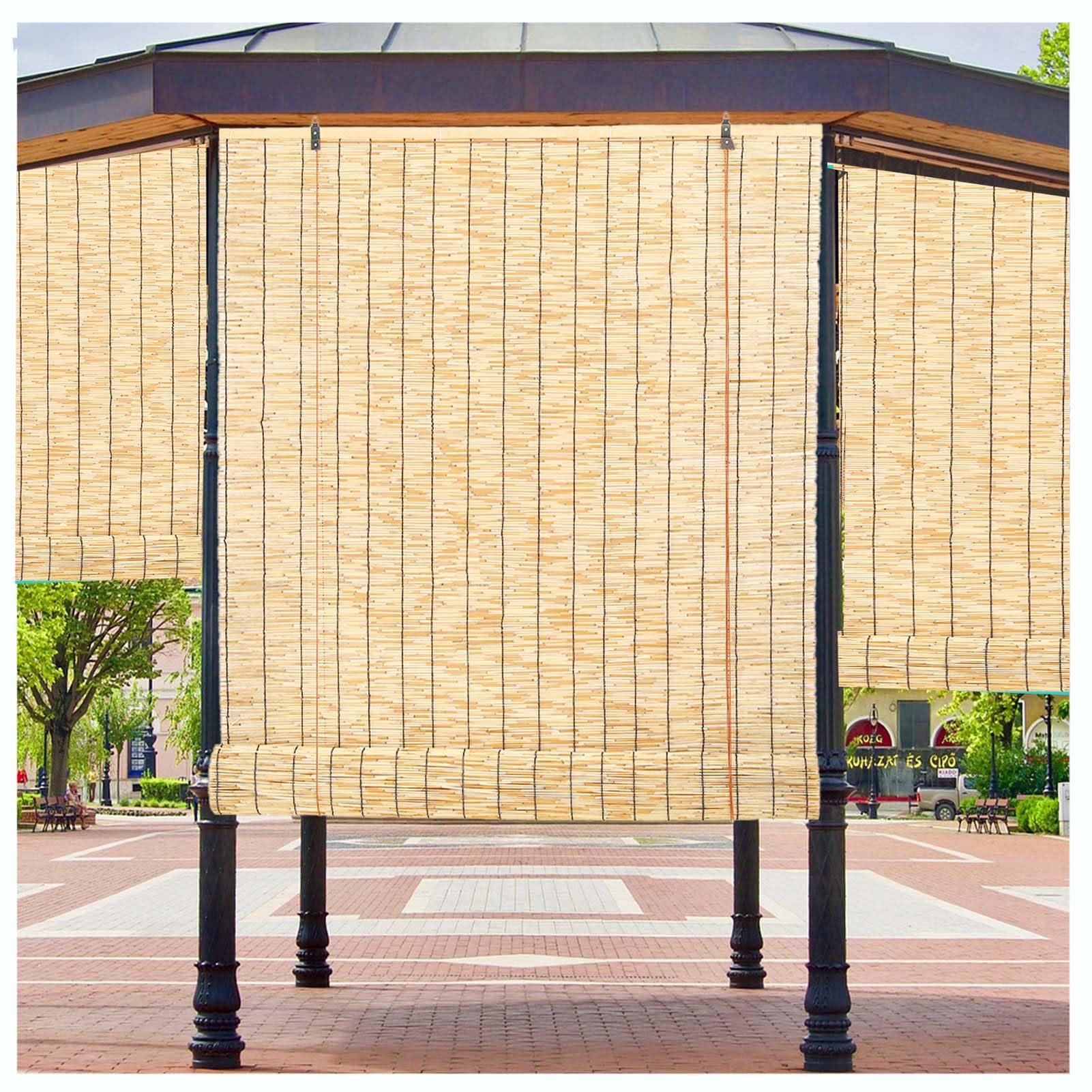 Bamboo Roller Blinds for Windows, Retro Reed Curtain Lifting Roll Up Shades,Blackout Roller Blinds,Wicker Curtain for Outdoor Decorative/Door/Kitchen/Garden,Customizable,70x95cm/27.5x37.4in(WxH)