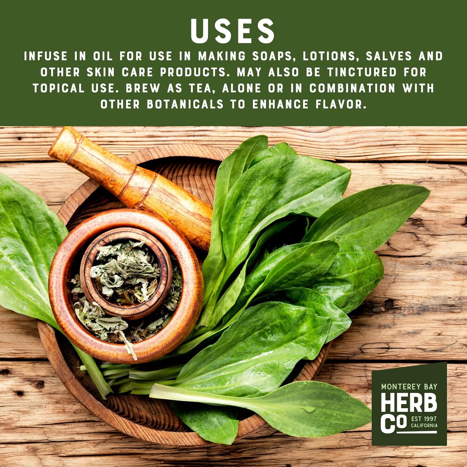 Dried Plantain Herb Leaves Cut & Sifted, by Herb Co, for Tea Blends (Cuckoos Bread Ripple Grass), 1/4 lb - Image 4