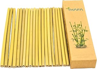 20 pailles de bambou 100% biodégradables en bois de bambou naturel, réutilisables pour cocktails et tout type de boisson, alternative au plastique, végétalienne BPAfree