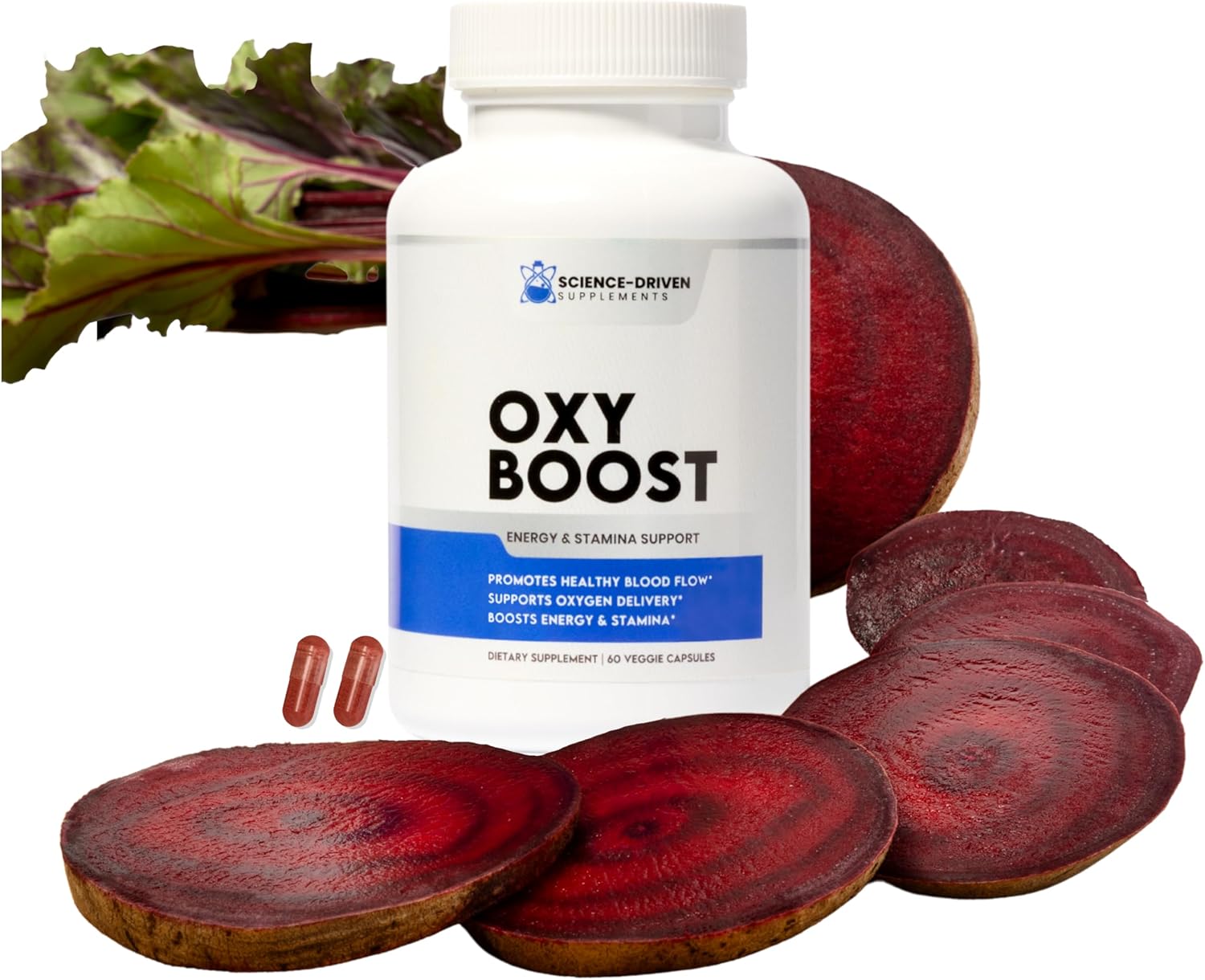 Beet Root Supplement | Nitric Oxide for Energy, Circulation & Heart Health – Supports Stamina, Oxygen Flow & Brain Clarity | Vegan, Non-GMO | OxyBoost (60 Capsules)