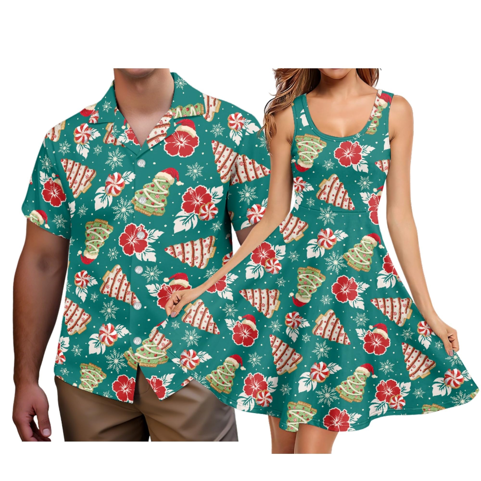 Hawaii Matching Couple Outfits Husband and Wife Clothing Fashionable Mens Casual Shirts Hawaii Dress with Soft Fabric