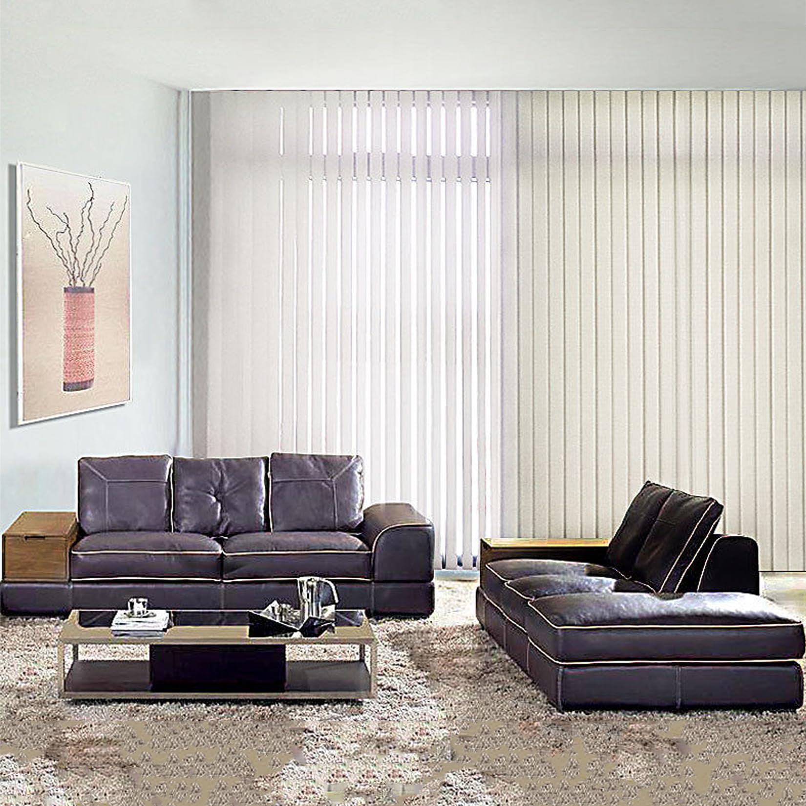 Verdunkelungsgardine Nach Maß Lamellenvorhang Komplettset Vertikaljalousie Lamellen Blickdicht Abdunkelnd,Sonnenschutz Schiebevorhänge für Fenster,Beige (50cm x 215cm)