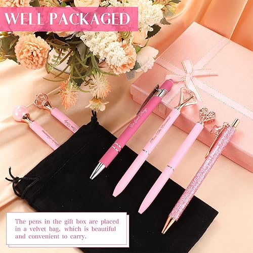 Miniatura 6 de Qeeenar 6 bolígrafos para diario, bolígrafos de diamantes de cristal, bonitos bolígrafos con purpurina y caja de regalo, regalos inspiradores de