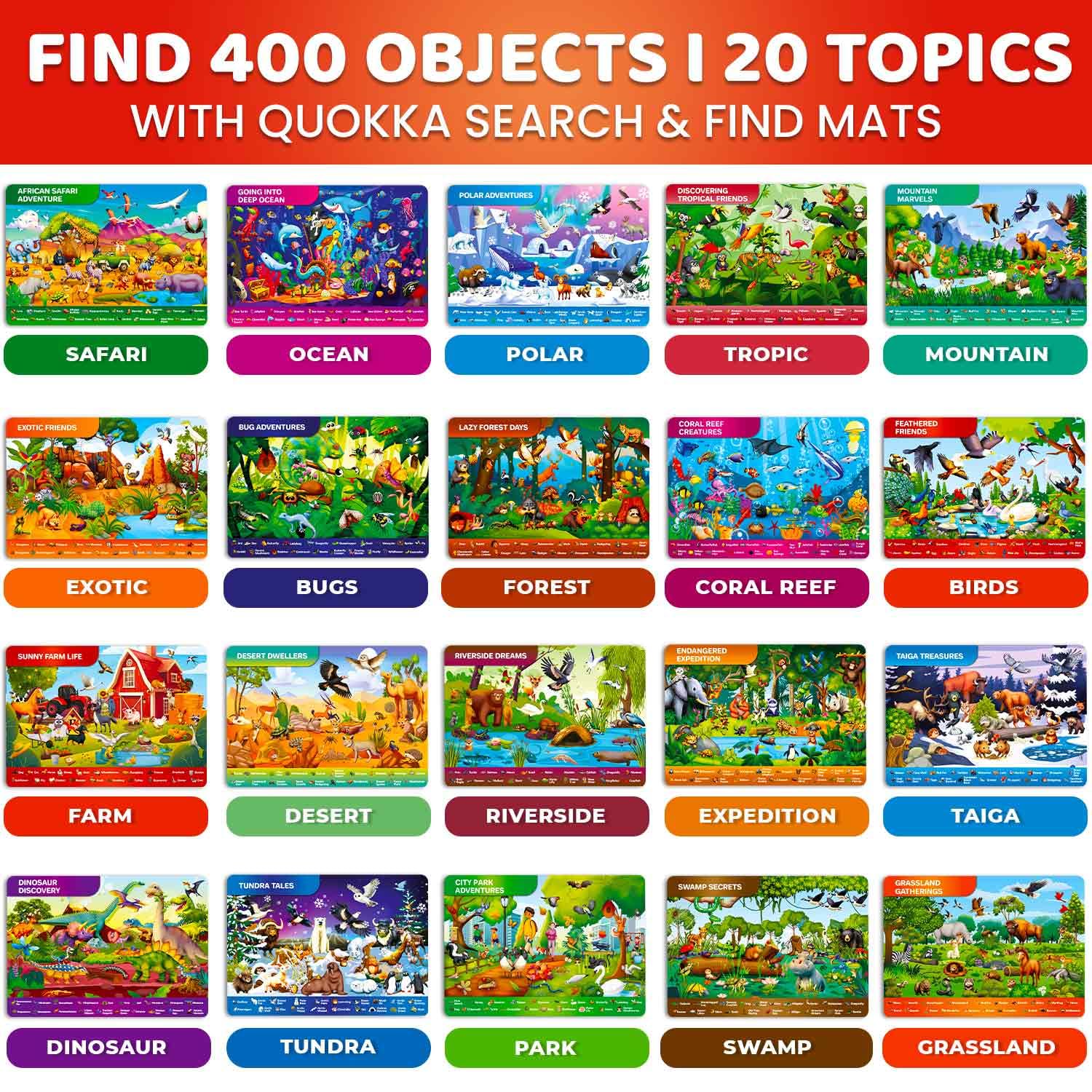 QUOKKA Learning Resources for 3 4 Year Olds, Search & Find Activities Wildlife Around the World for Children - Image 2