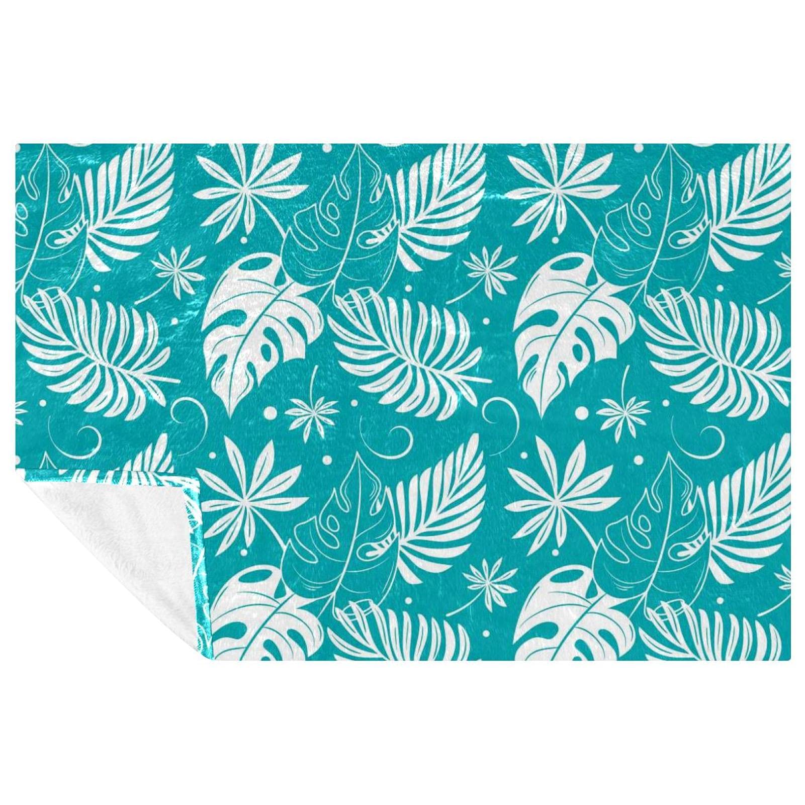 Couverture douce bleue tropicale pour canapé et pique-nique