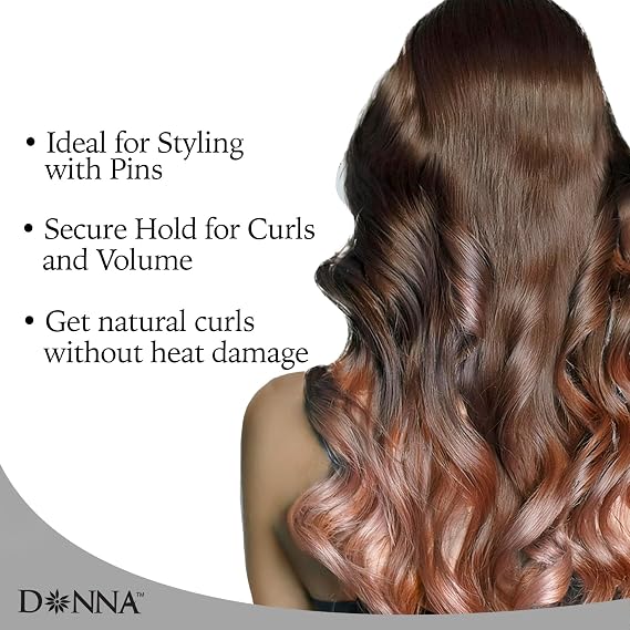 DONNA Rollers 1.75 12-Pack Plastic Hair Rollers for Heatless Styling, Large Snap-On Curlers for Smooth Curls & Volume, Reusable Clip-Style Rollers for Women, Durable Salon Hair Rollers, Purple