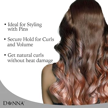 DONNA Rollers 1.75 12-Pack Plastic Hair Rollers for Heatless Styling, Large Snap-On Curlers for Smooth Curls & Volume, Reusable Clip-Style Rollers for Women, Durable Salon Hair Rollers, Purple