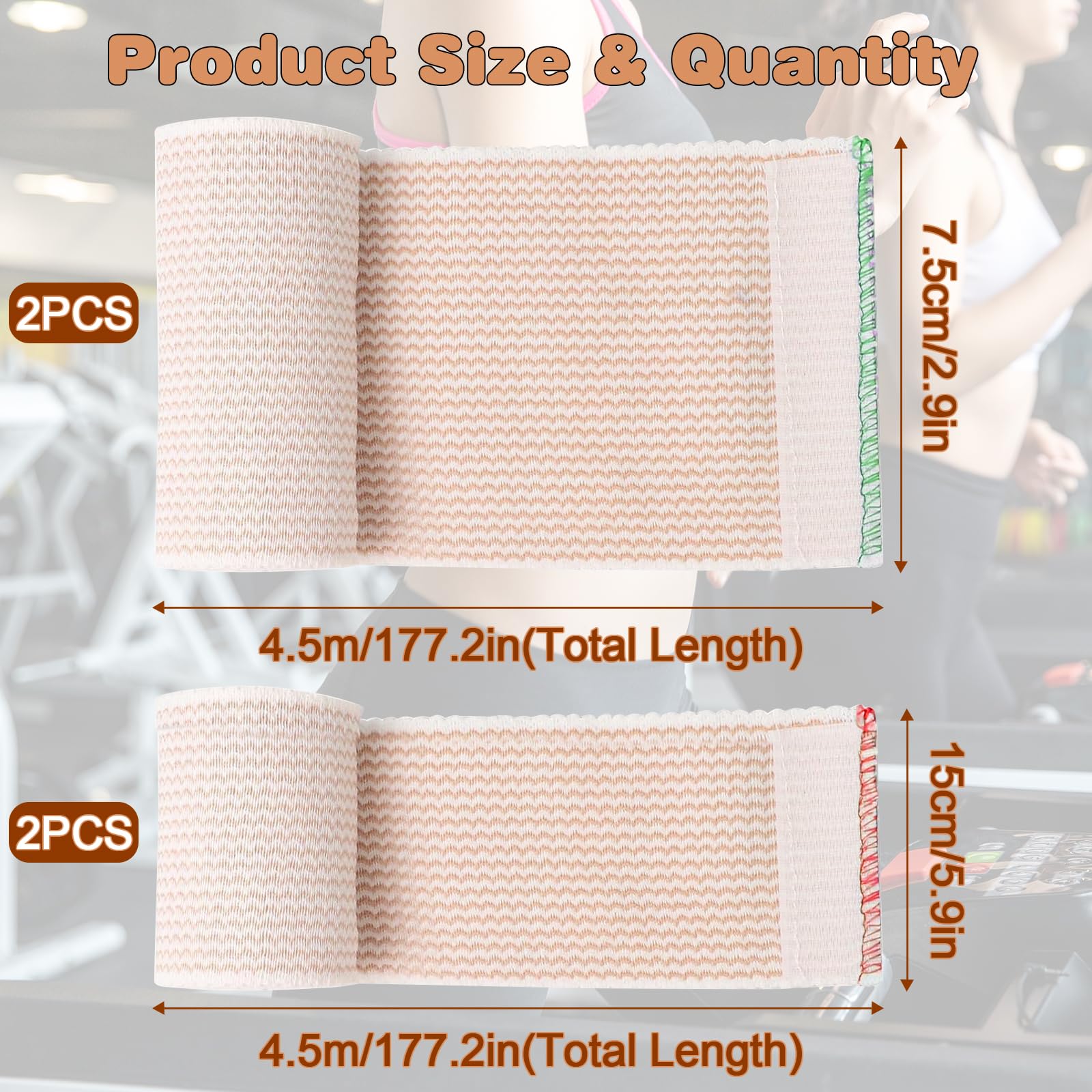 4 Rollos Venda Elastica Premium con Velcro Adhesivo, Dos tamaños Vendas autoadhesivas Reutilizable Lavable, Vendaje de Compresión para Brazos, Piernas y Tobillo(7.5/15 cm x 4.5 m)