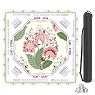 American Mahjong Mat with Rules, 31.5 x 31.5 Non-Slip Gaming Mat, Luxury Noise Reducing Mahjong Accessories with Dice and Bag for Women Men, Ships Rolled No Creases