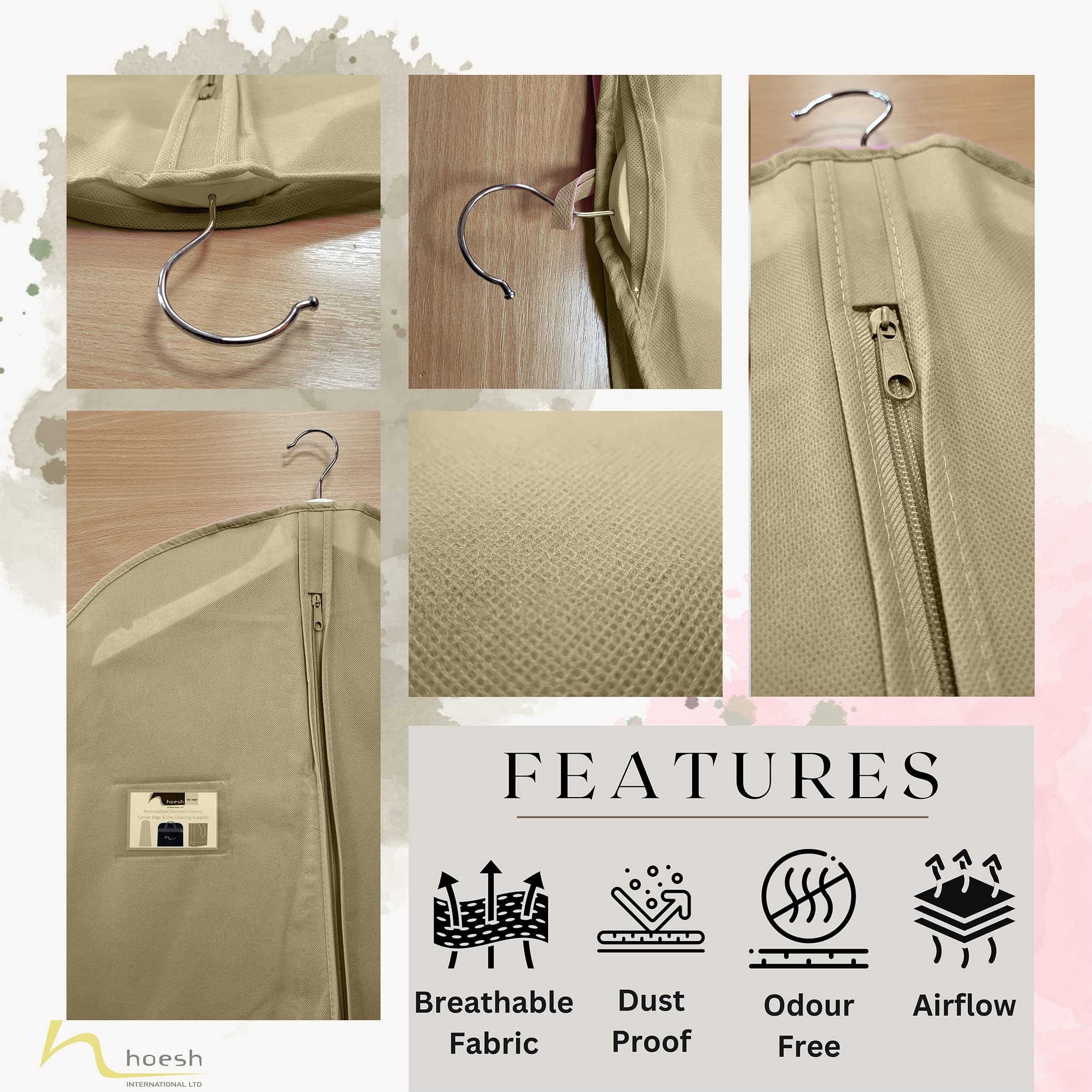 Hoesh UK Women Ivory 72 Inches Breathable Bridesmaids Long Zip Wedding Gown Dress Travel Storage Garment Cover Bag - Image 4