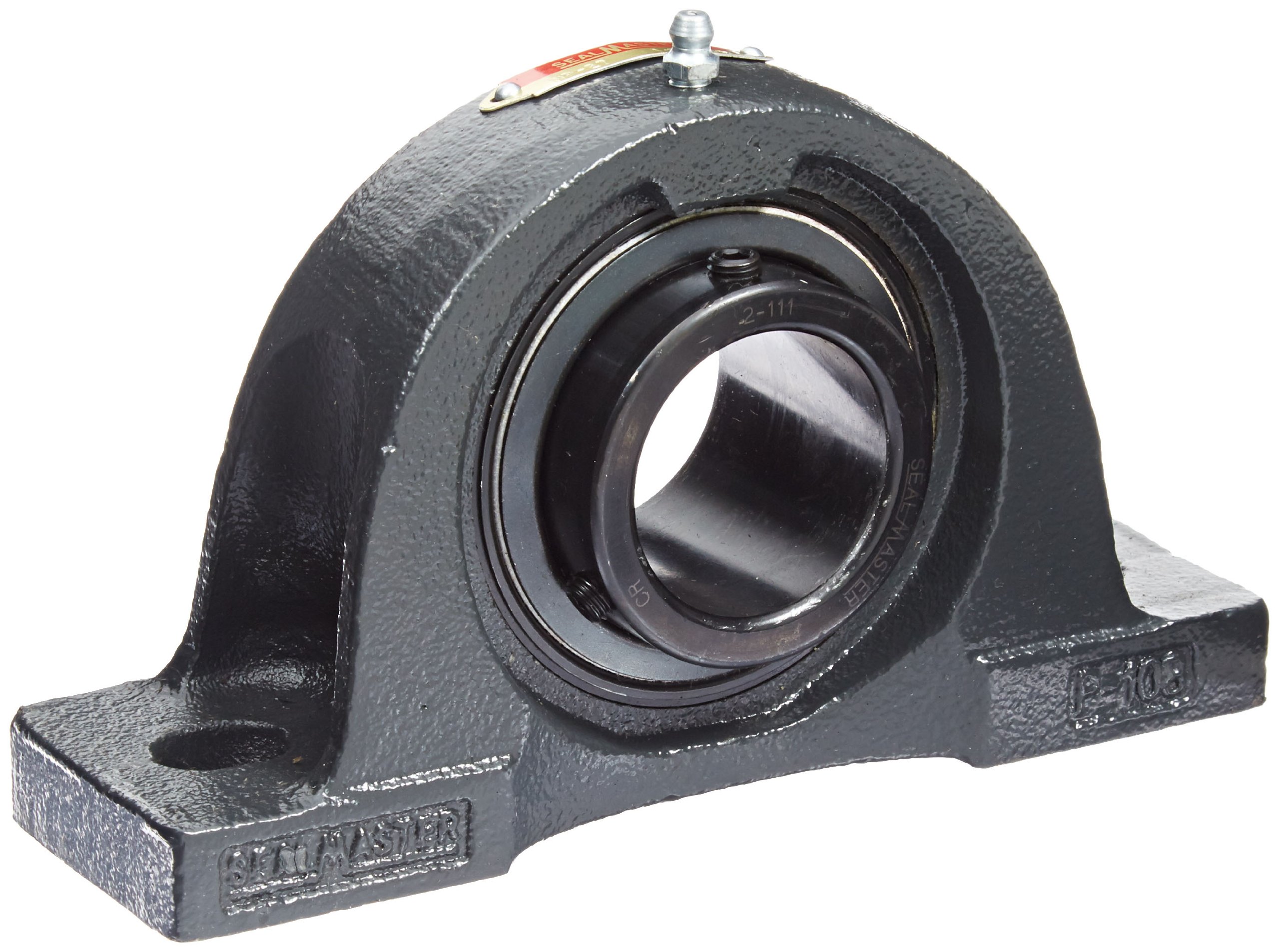 Sealmaster NP-27 Pillow Block Ball Bearing, Non-Expansion Type, Normal-Duty, Regreasable, Setscrew Locking Collar, Felt Seals, Cast Iron Housing, 1-11