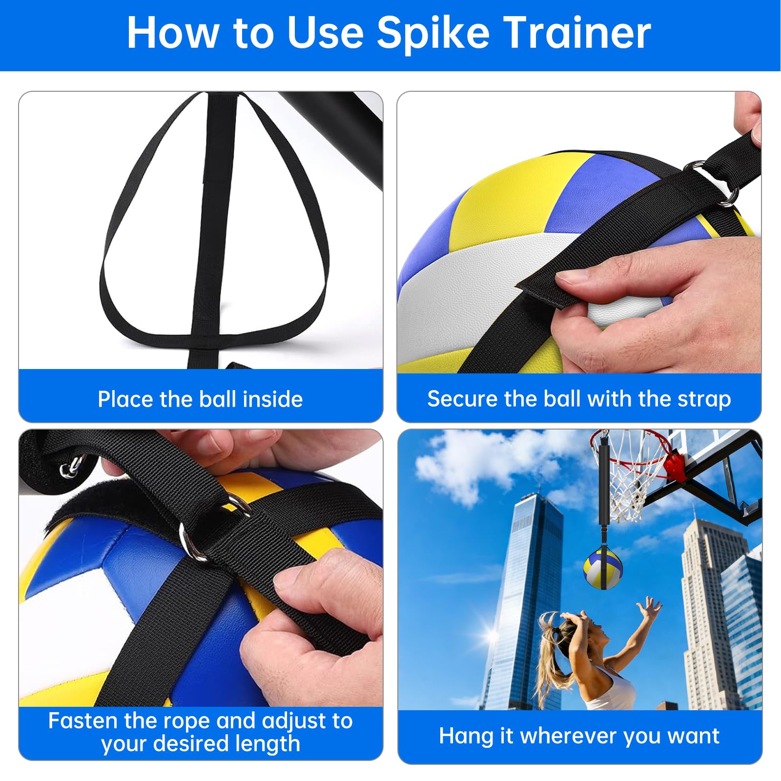 Pallavolo Spike Trainer, sistema di allenamento con punte da pallavolo per canestro, allenamento migliora il servizio, migliora il servizio, il salto, la meccanica di oscillazione del braccio