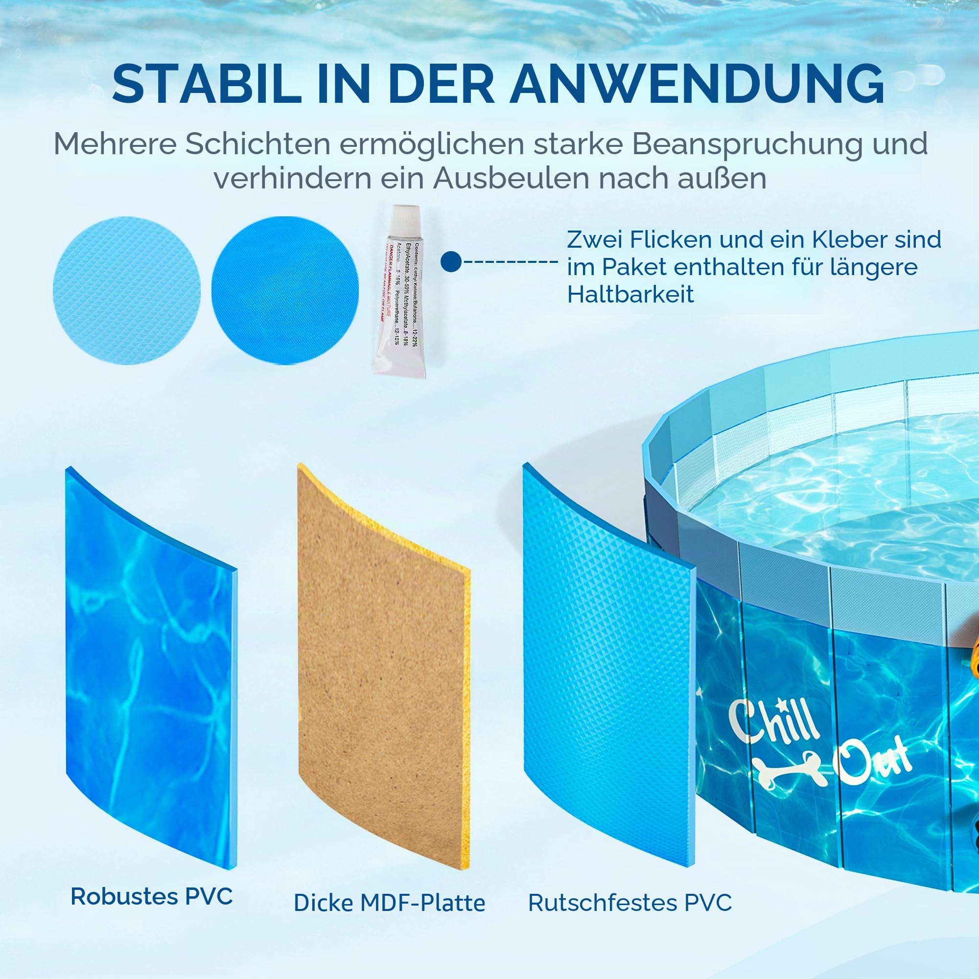 ALL FOR PAWS 120CM Großer Hundepool mit Sprinkler, 2-in-1 Klappbarer Hundeschwimm- und Spritzpool, Rutschfester Hartplastik-Splash-Pool für den Außenbereich, Garten, Hunde, Enten und Tierbäde