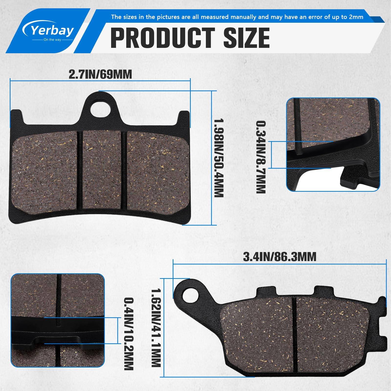 Pastiglie Freni Anteriore/Posteriore Kit per Yamaha YZF R6 600 2003-2016 FZ6 Fazer S2 2007-2009 FZS 1000 2006-2014 FZ1 Fazer 2006-2015 FZ8 Fazer 8 2011-2015