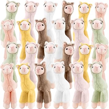 24 Pcs Mini Llama Stuffed Animals Stuffed Llama Keychain 7.87 Inch Cute Small Hanging Stuffed Llama for Birthday Valentines Day School Classroom Party Prizes Gifts Exchange, 6 Colors