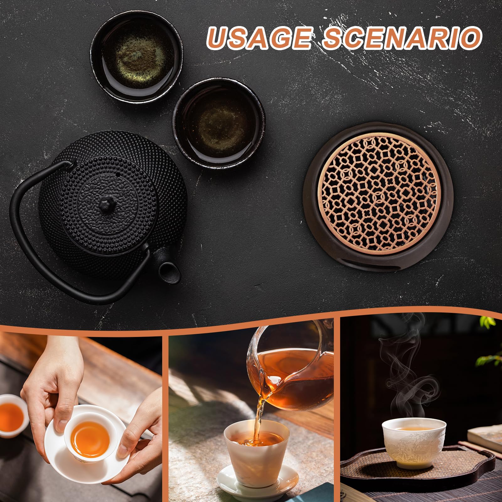 Sporgo Calientaplatos para tetera de cerámica: calentador de té con portavelas, café, té y leche