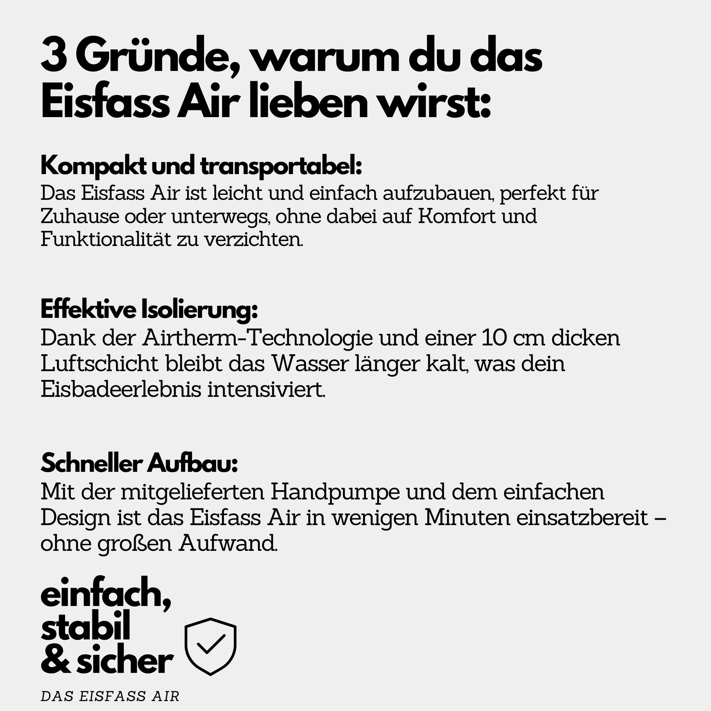 Air extra Isolierung (100 cm Ø x 95 cm hoch) für Erwachsene ideal fürs Eisbad ca. 350 Liter Eistonne Kältetherapie Regeneration nach dem Sport Eisbaden