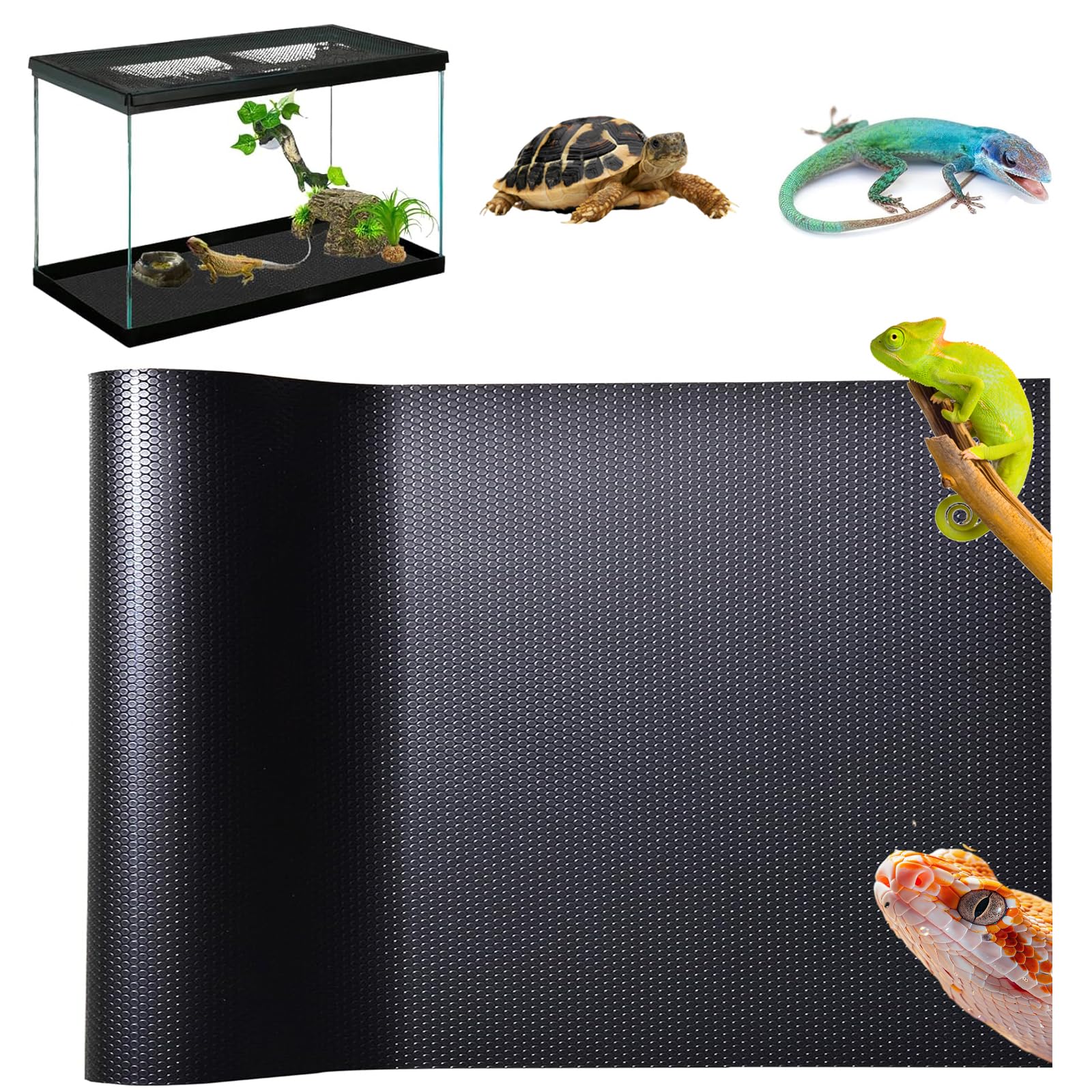 RLIEBUUM Bearded Dragon Tank Accessories, 18x79 in Large Non-Stick Reptile Carpet Substrate Terrarium Tank Liner Carpet, Waterproof Reptile Bedding
