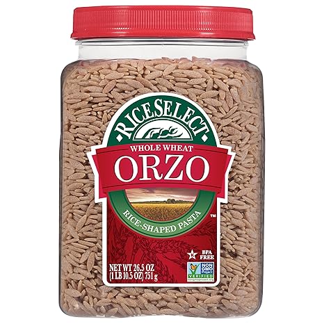 RiceSelect Whole Wheat Orzo Rice-Shaped Pasta, Non-GMO, Vegan, 1.66 Pound (Pack of 1) RiceSelect Whole Wheat Orzo Rice-Shaped Pasta, Non-GMO, Vegan, 1.66 Pound (Pack of 1)