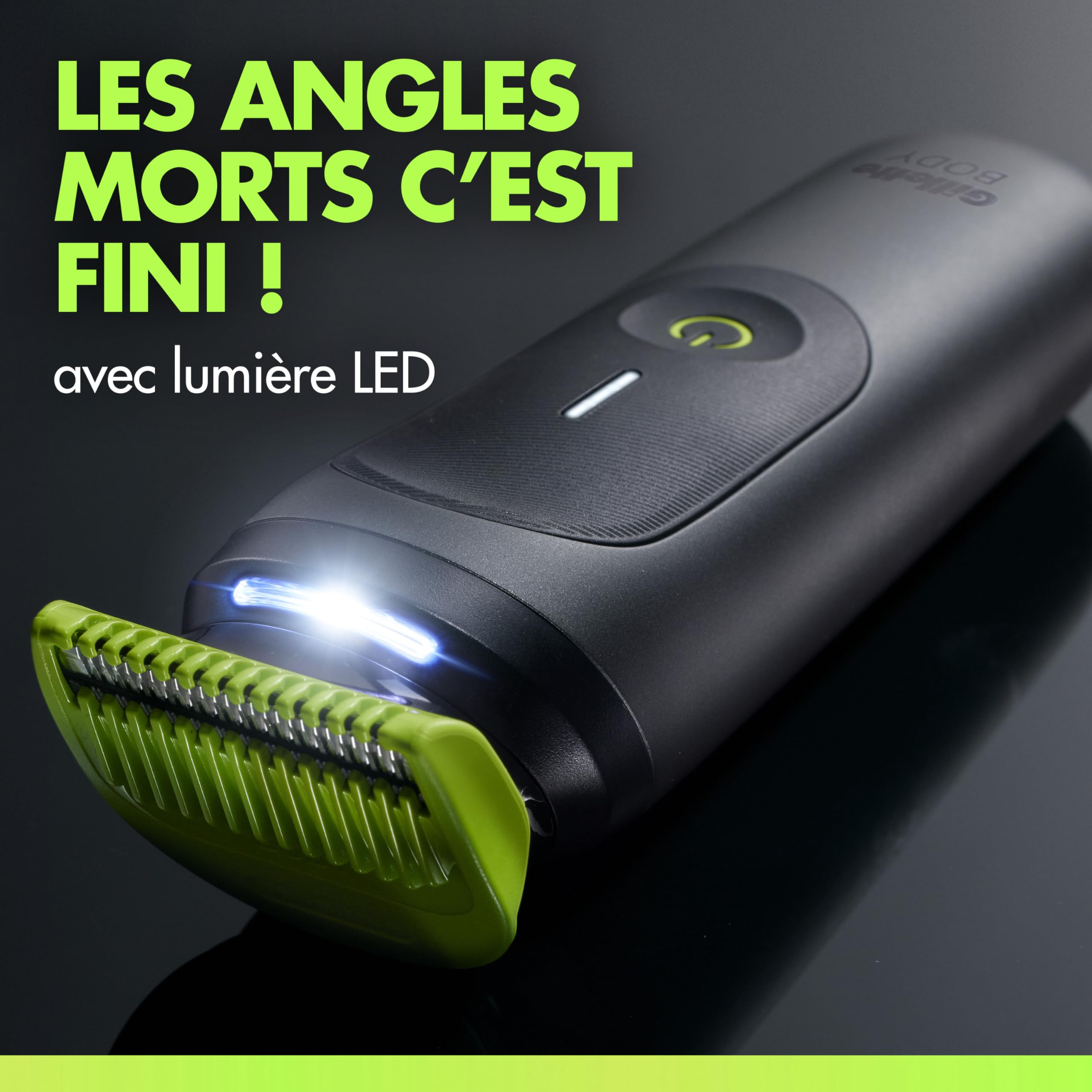 Gillette Labs Body + Intimate Tondeuse Homme i7, Tondeuse Corps et Zone Intime, Étanche, Dotée de la Technologie SkinFirst et de la Lumière LED pour Visibilité, 3 Sabots, Batterie Rechargeable Incluse