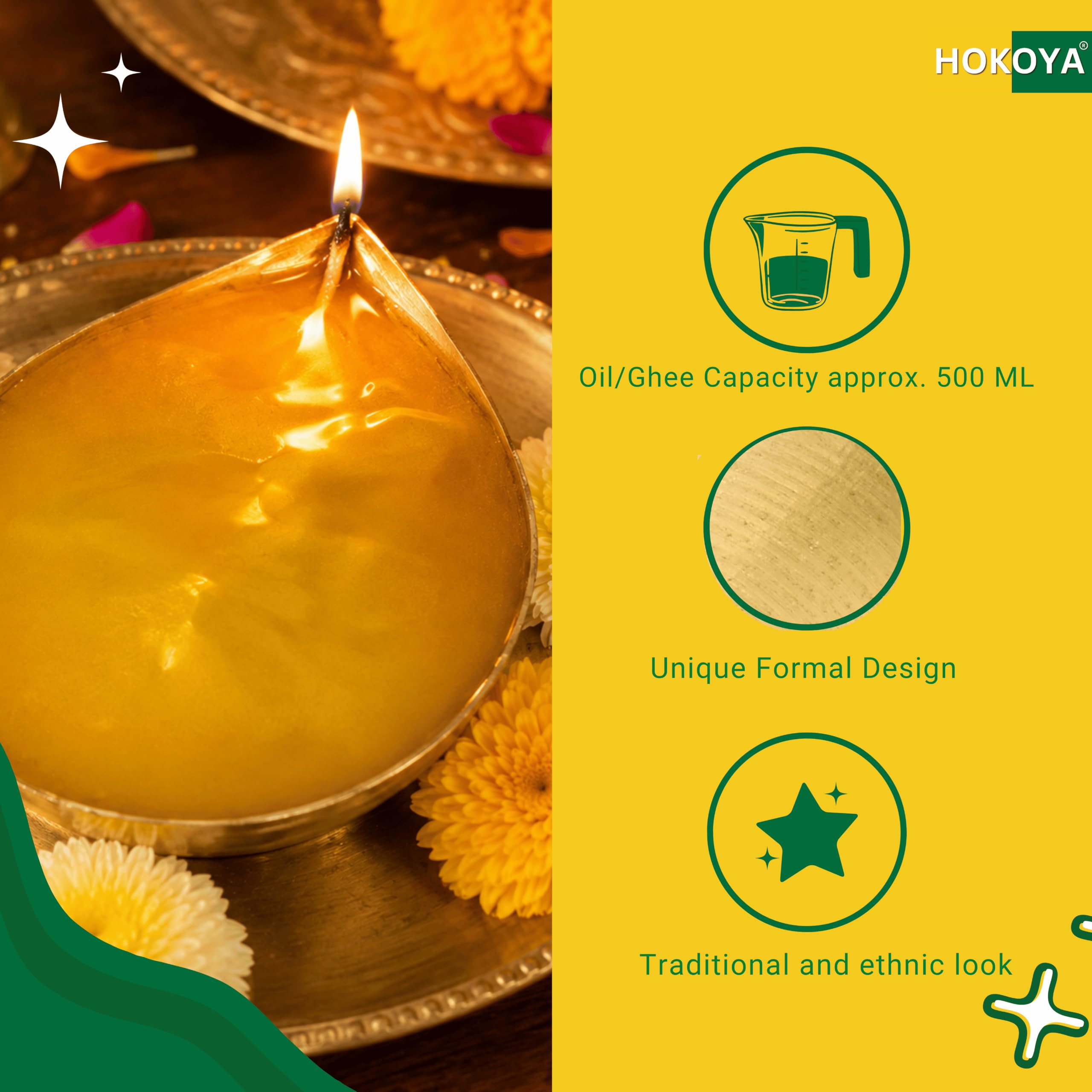 Brass Puja Lamp - HOKOYA Pital Diya -6
