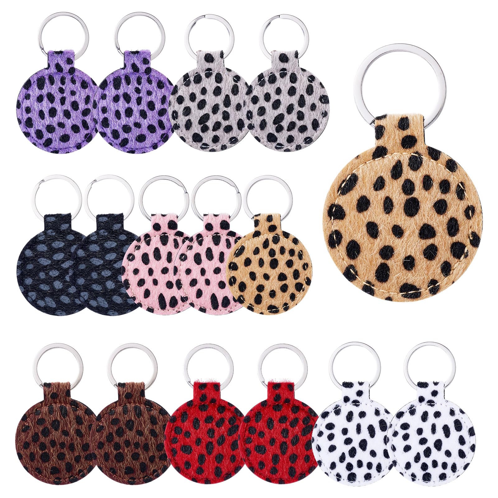 Cheriswelry PU Leather Keychain Key Fob Kit for Crafts Leopard Keychain Tag with Key Ring for Stamping Craft