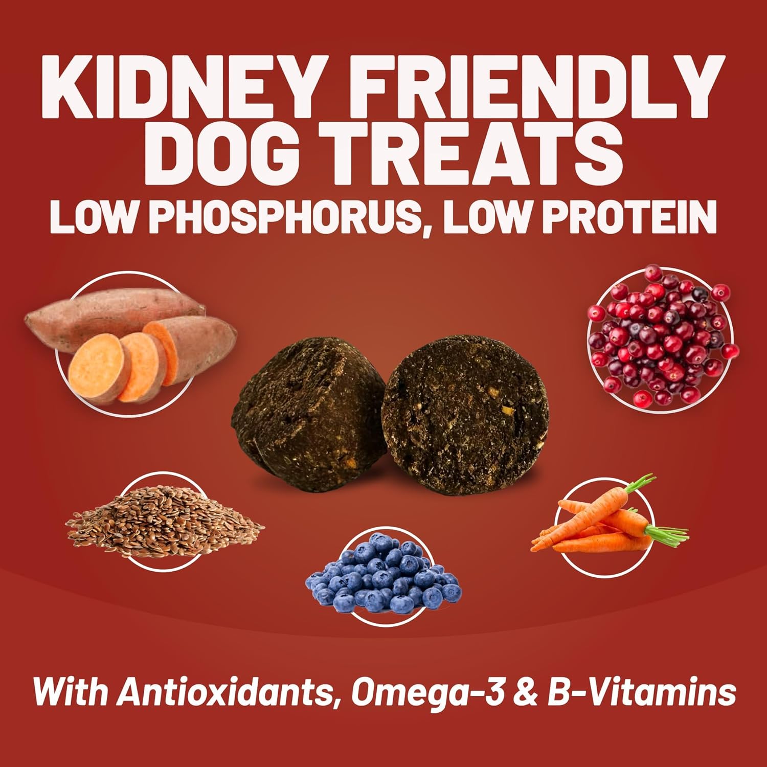 Dave's Pet Food Kidney Dog Treat for Renal Diet, Semi-Moist Sweet Potato Treats, Low Phosphorus Chewy Treats, Kidney Support for Dogs, Complements Friendly Dog Food (1 Pack)