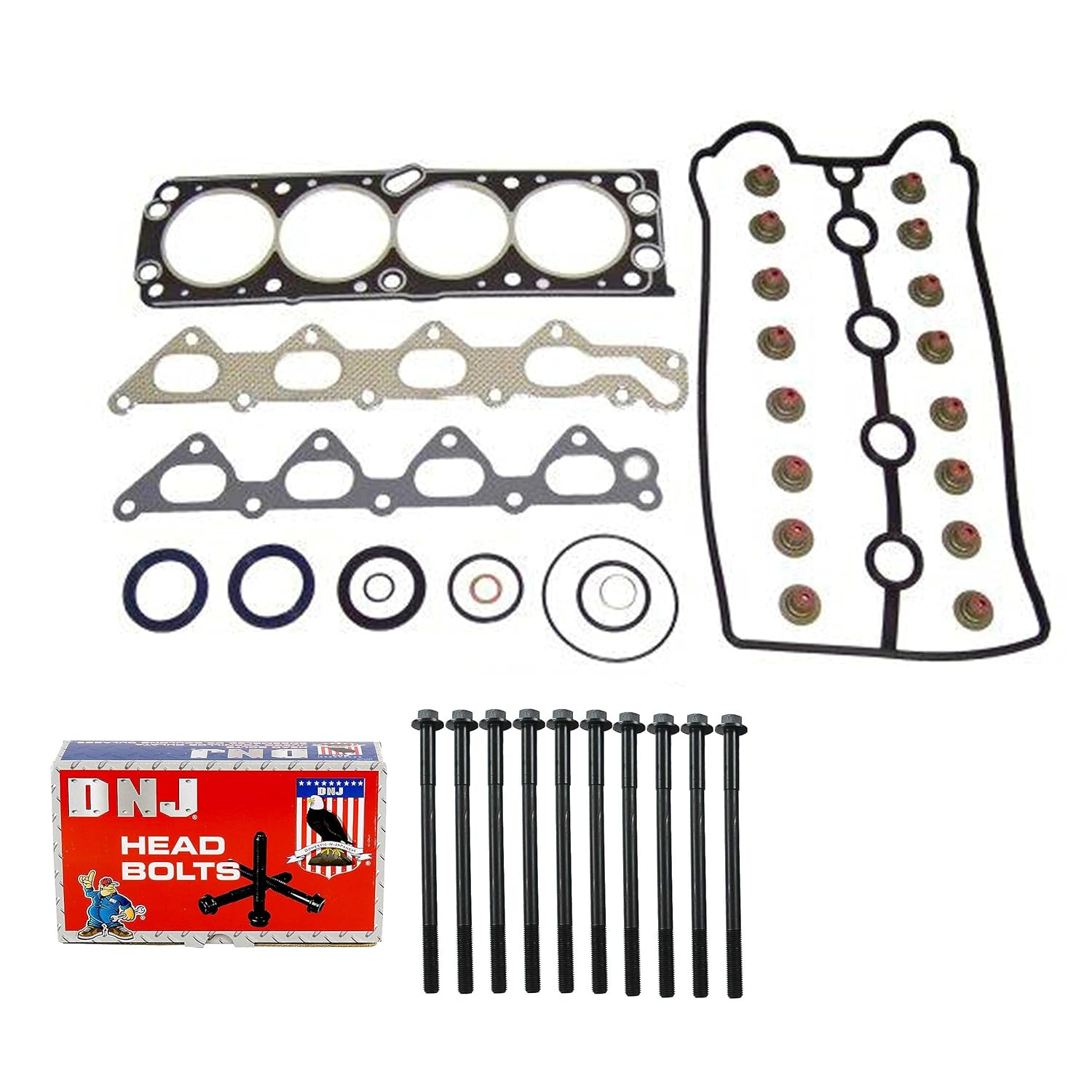 DNJ HGB309 Cylinder Head Gasket Set with Head Bolt Kit for 1999-2002 Daewoo Lanos 1.6L 1588cc 98cid L4 DOHC