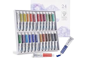 Professional Watercolor Paint Tube Set of 24 Vivid Colors by Phoenix Watercolor