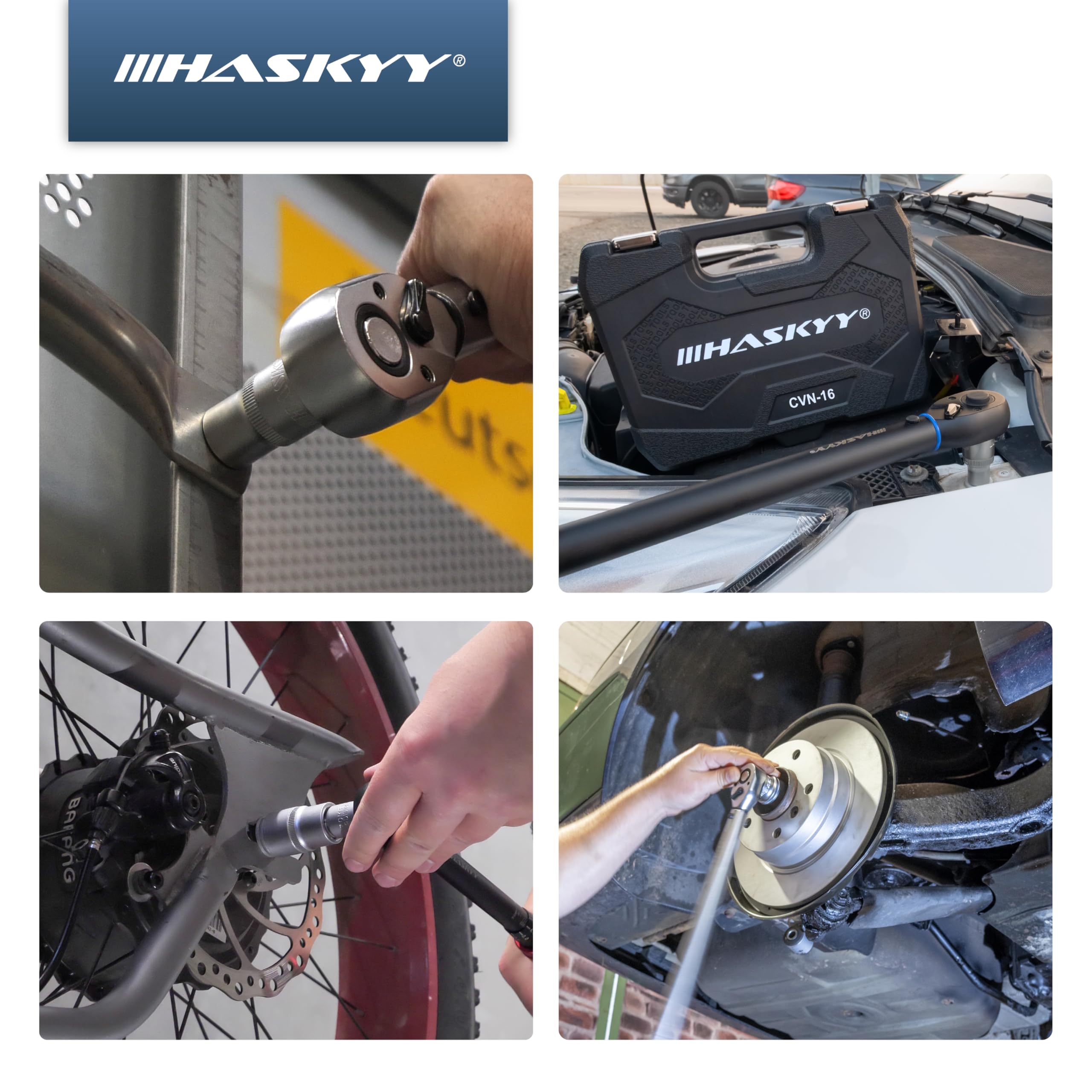 HASKYY 21PCS I 8-36 I Ensemble Jeu de douilles multiple I Tournevis 12 pans embouts de cle a douille 1/2" I acier CRV