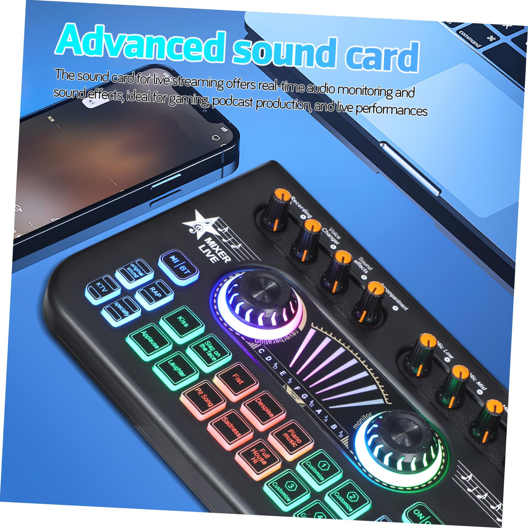 Cabilock Apparecchiature per Registrazione Audio Pacchetto di Strumenti per Podcasting con Microfono e Modifica Vocale Scheda Audio Live per Registrazione Canto e Streaming