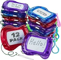 Vista 1 de Mini pizarra magnética de dibujo para niños, paquete de 12 con clip para llavero, bloc de escritura borrable para dibujo, caja de tesoros, juguetes