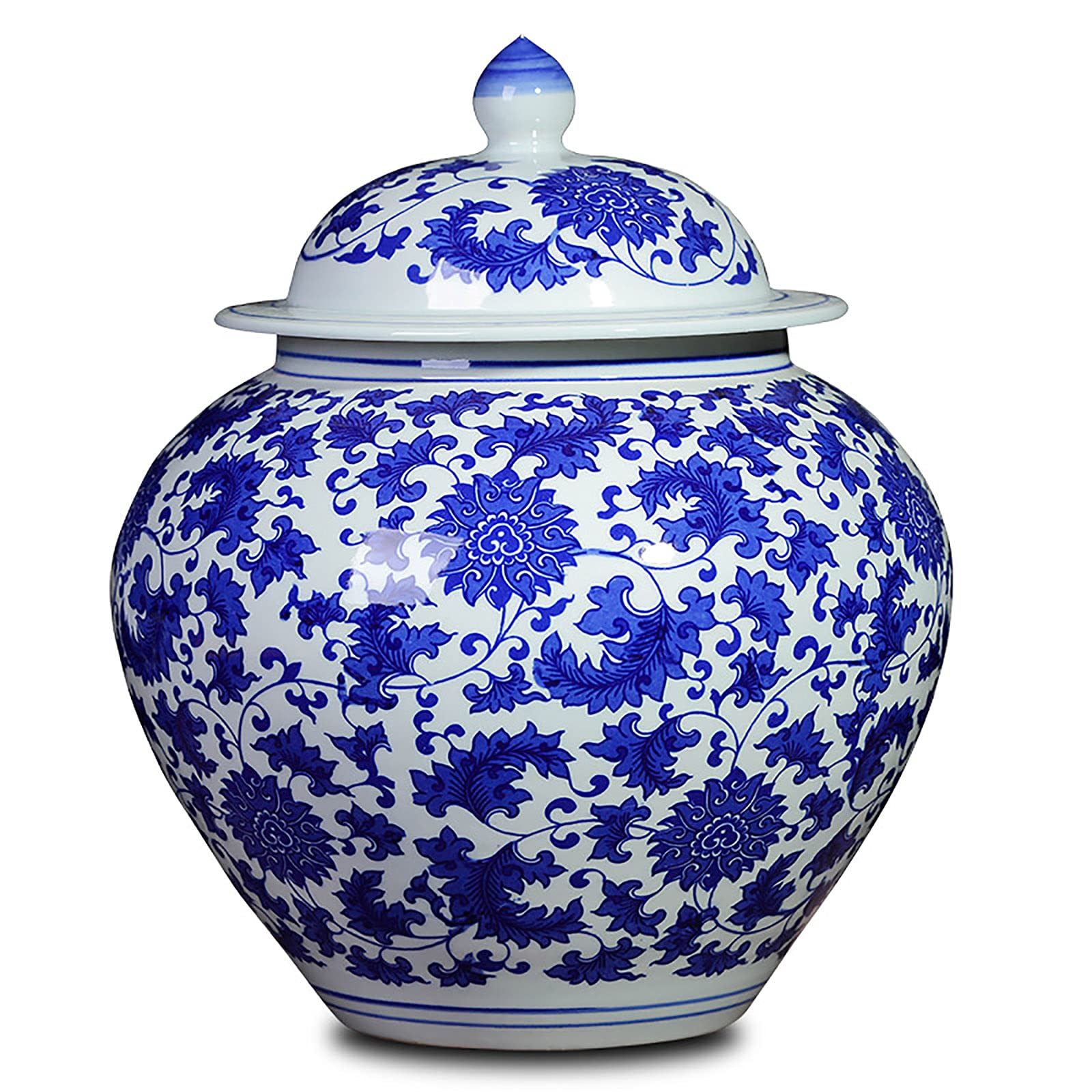 Vase en céramique fait à la main bleu et blanc pour décoration de bureau