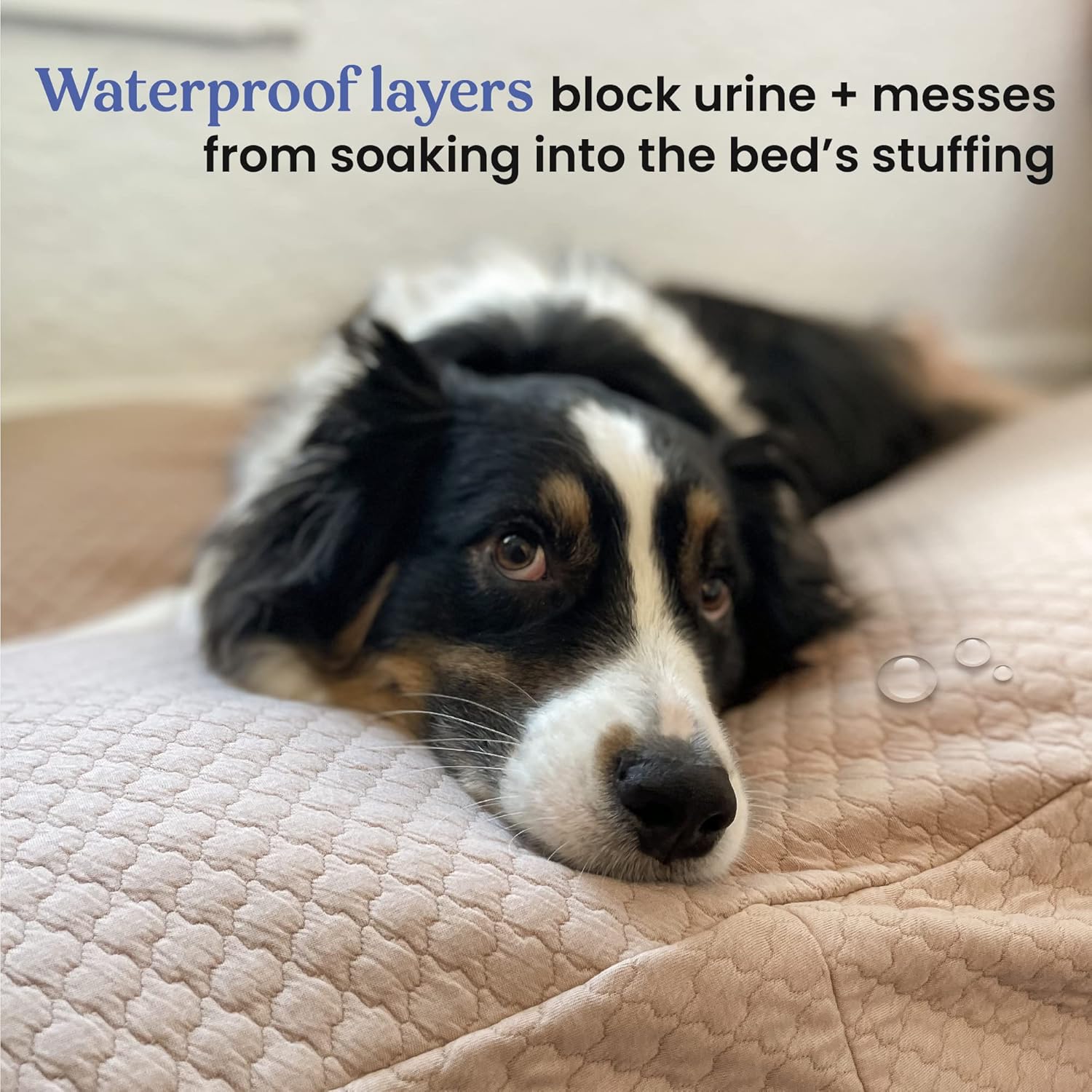 4Knines Luxury Dog Bed Cover – Waterproof Cover for Dog Bed – Heavy Duty Quilted Material – Durable, Machine Washable – USA Based Brand – Medium (Tan)