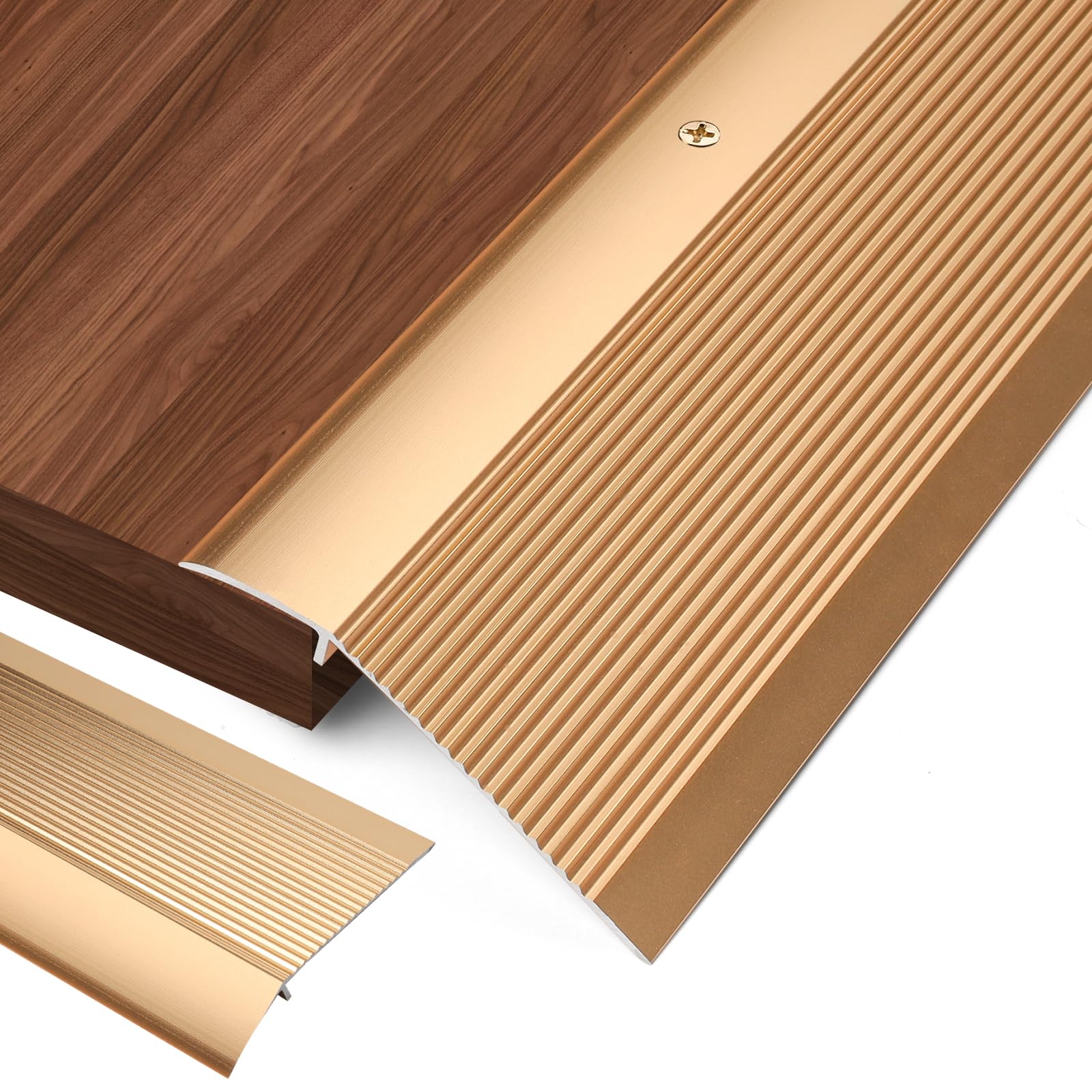 Orechic Aluminum Metal Door Threshold for Doorways, Ramps for Doorways up to 1.6", Wheelchair Accessible Transition Strip, for Tile, Wood, Vinyl, Marble Laminate Concrete Floors(Golden,2pcs) โ image 1