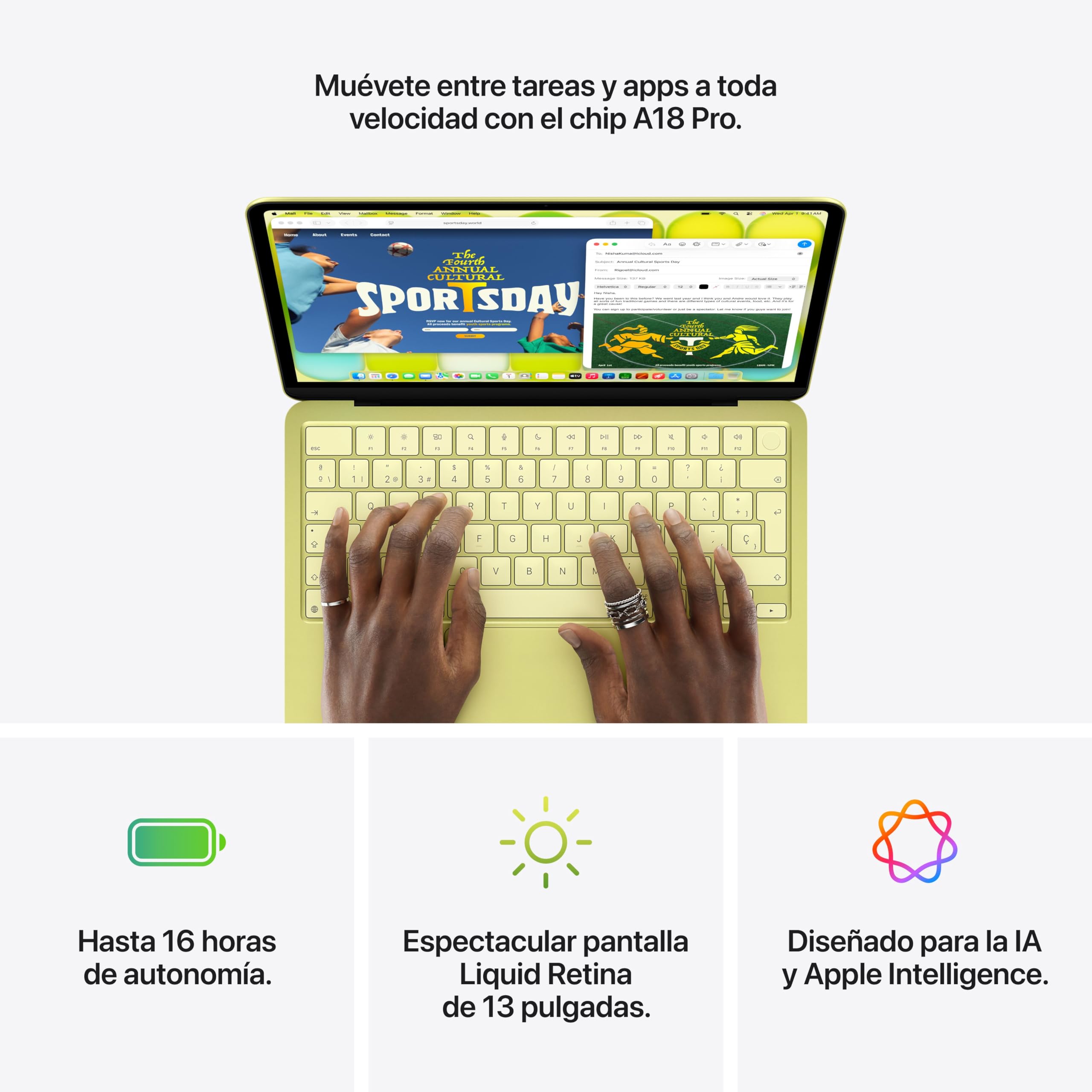 Apple MacBook Neo de 13 Pulgadas con Chip A18 Pro: diseñado para Apple Intelligence, Liquid Retina, 512 GB de Almacenamiento SSD, cámara FaceTime HD a 1080p, Touch ID, Teclado español; Rosa Nube