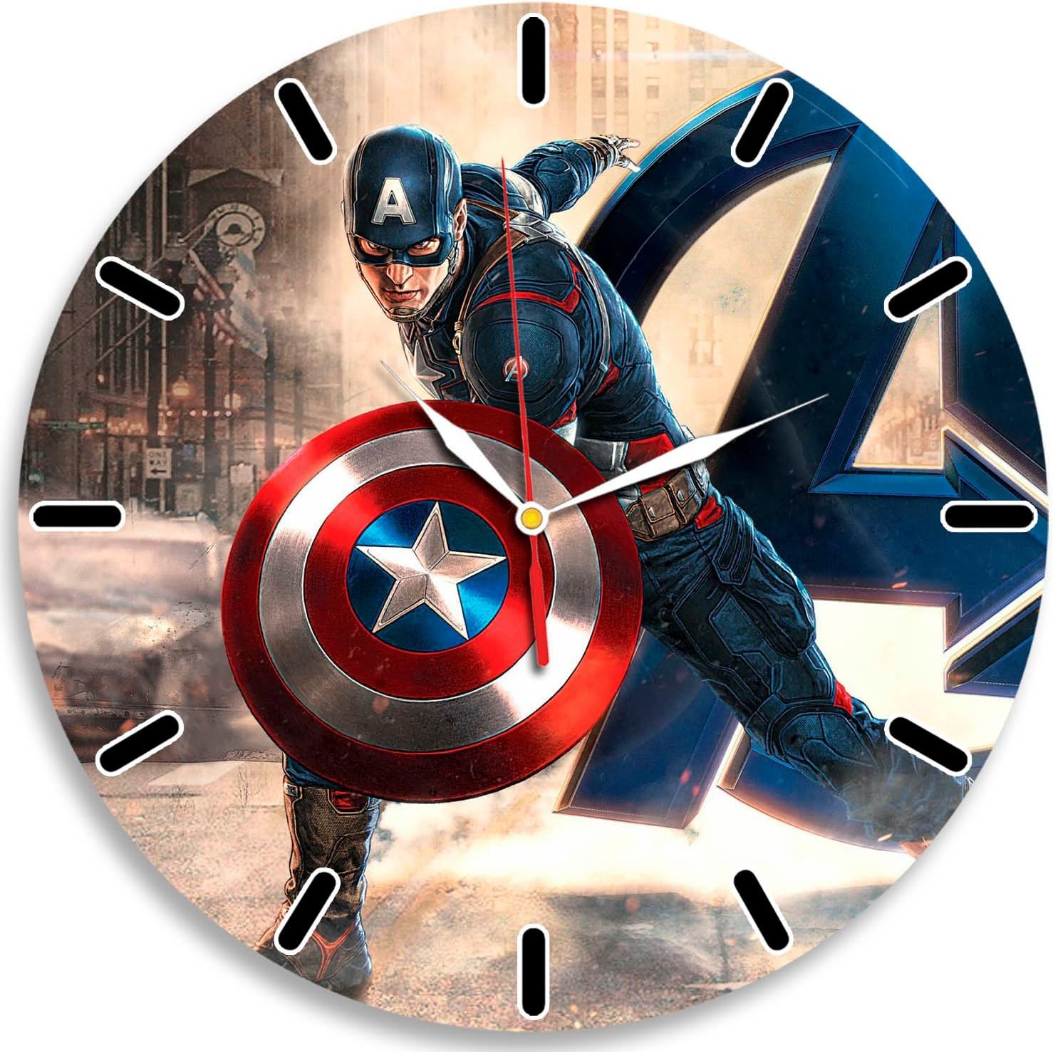 Civil War Captain America Decal Waterproof Color Modern Wall Clock - Decorate your home with Colored Fashion Art - Best gift for man, friend, girlfriend, family - Win a prize for feedback