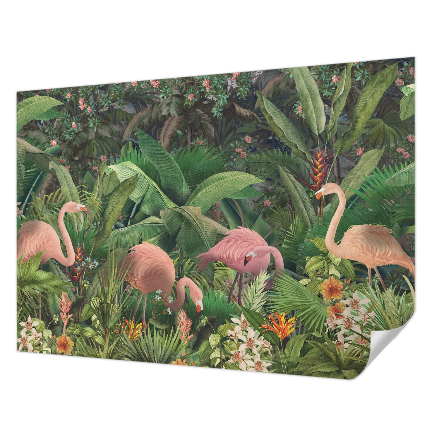 Papier peint panoramique flamants roses pour une chambre et un salon moderne